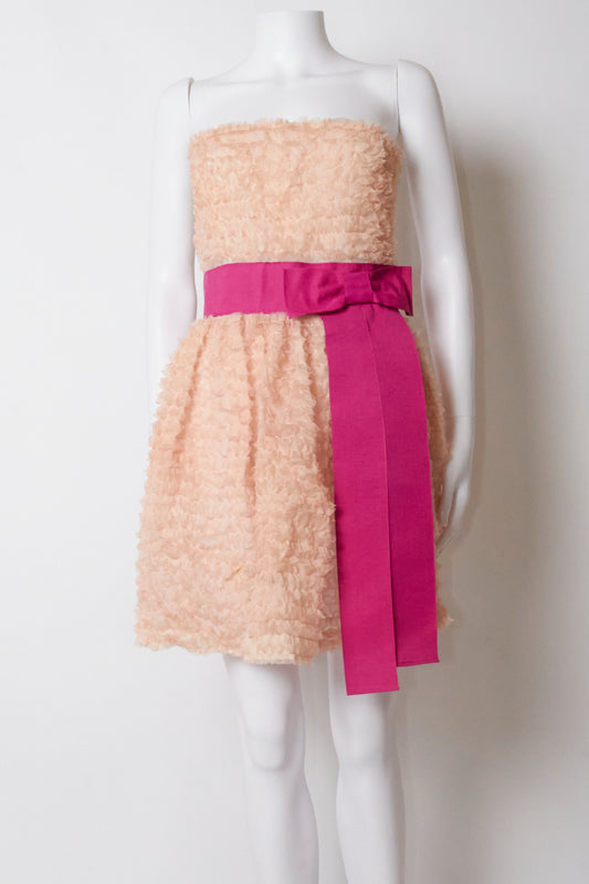 Dolce & Gabbana D&G Strapless Pink Bow Ruffe Mini Dress