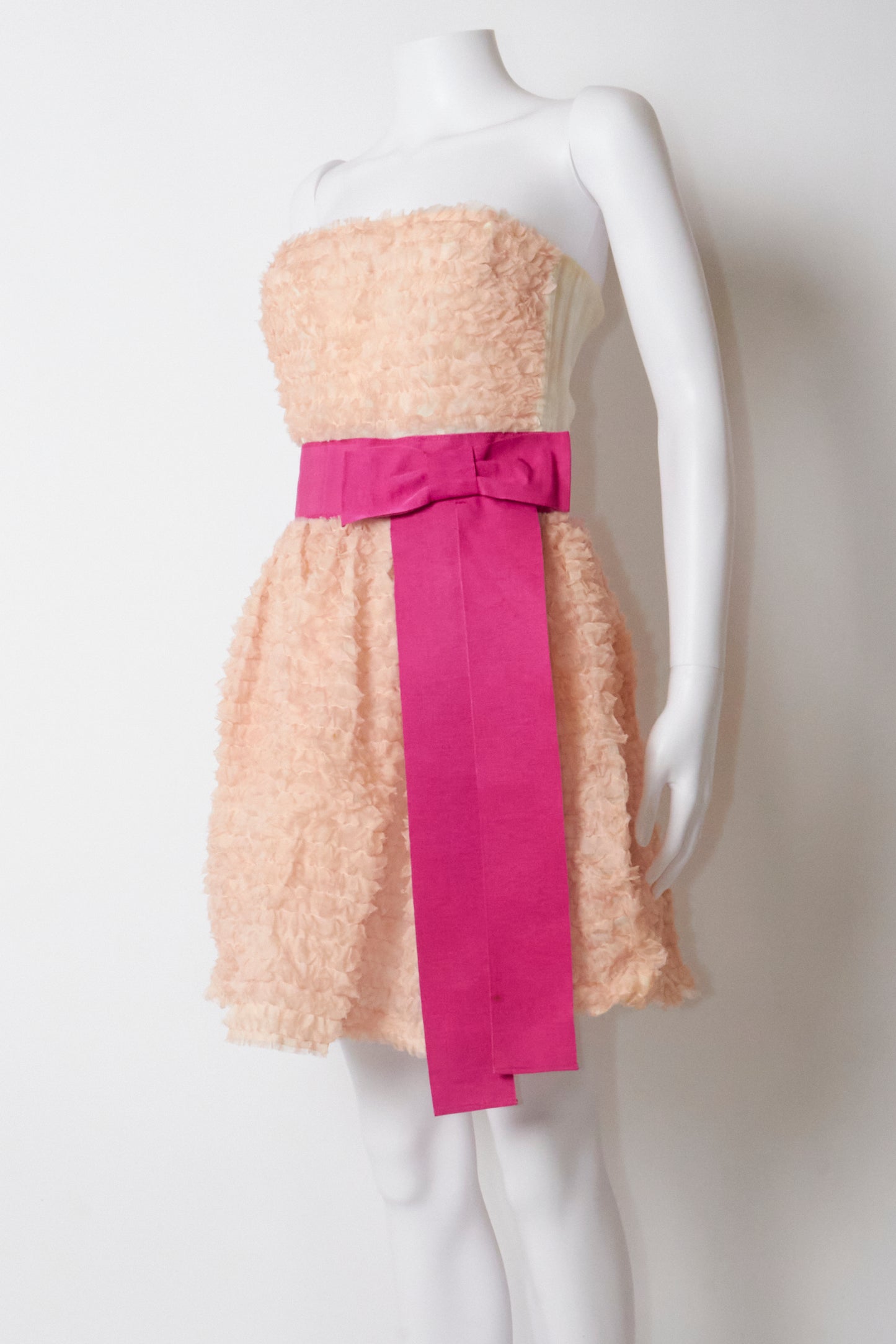 Dolce & Gabbana D&G Strapless Pink Bow Ruffe Mini Dress