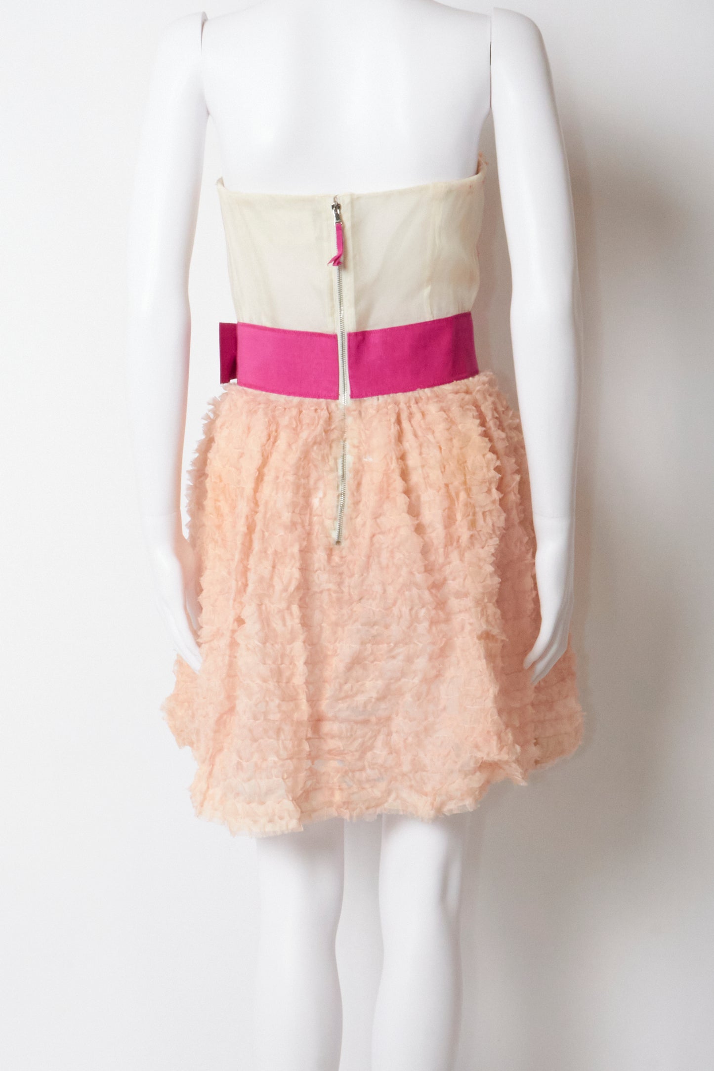 Dolce & Gabbana D&G Strapless Pink Bow Ruffe Mini Dress