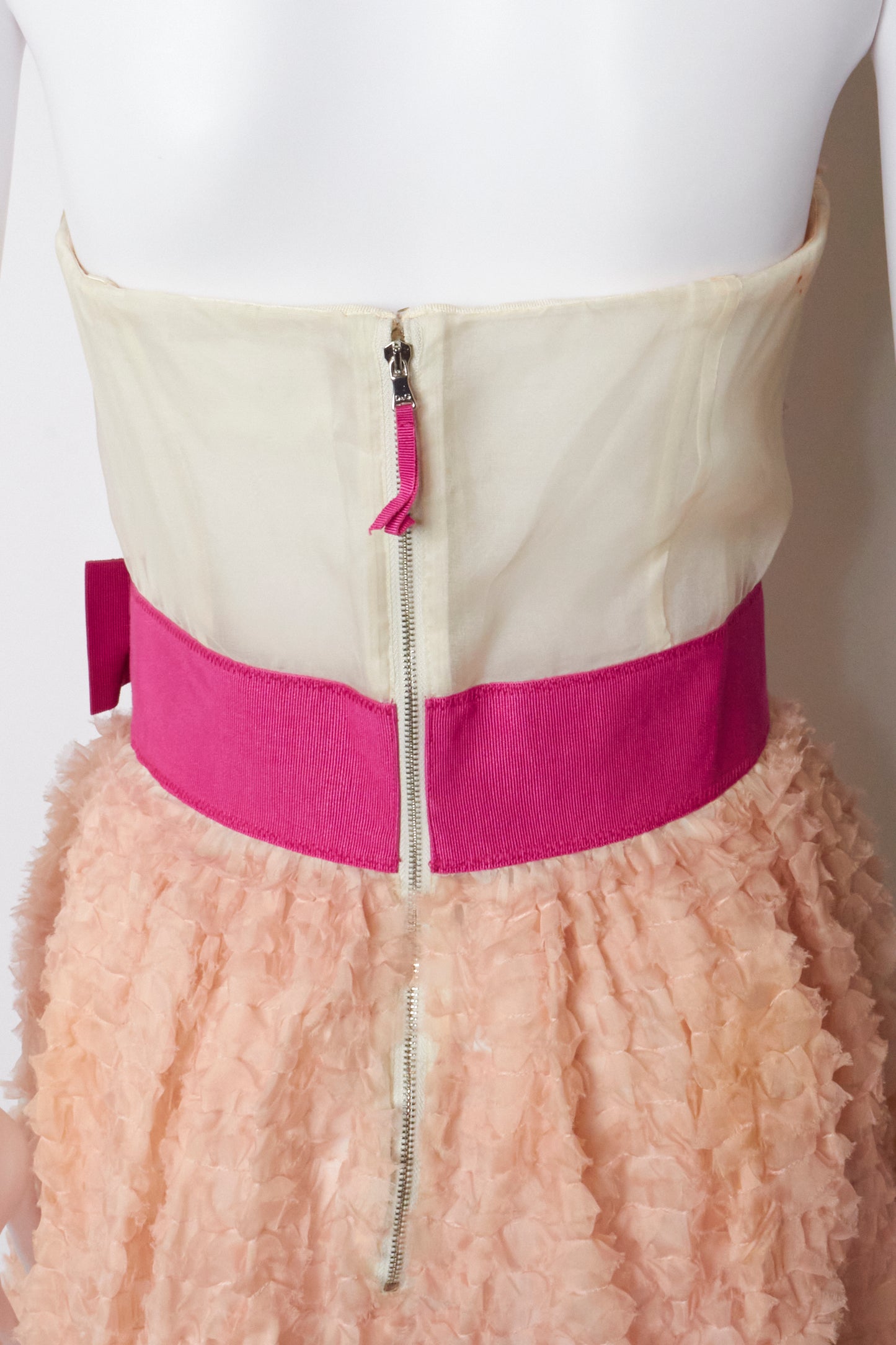 Dolce & Gabbana D&G Strapless Pink Bow Ruffe Mini Dress