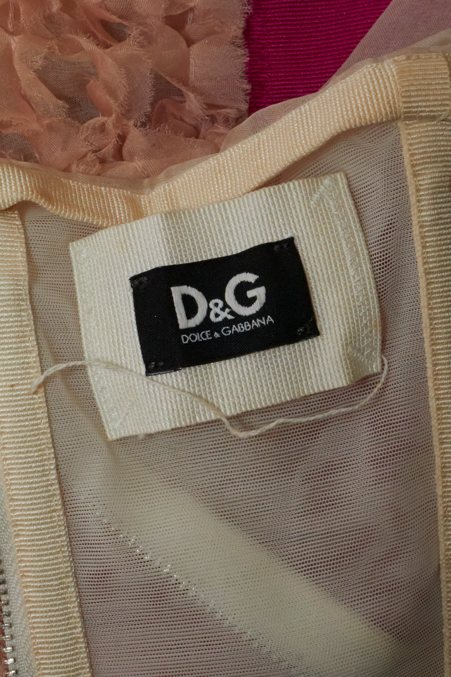 Dolce & Gabbana D&G Strapless Pink Bow Ruffe Mini Dress