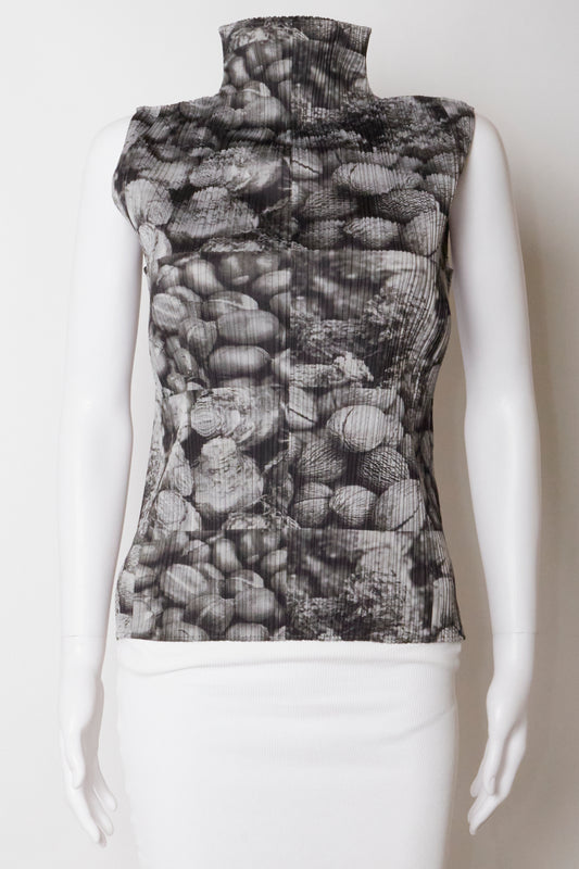 Issey Miyake Pleats Please Botanical Print Top