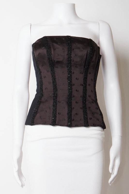 Gianni Versace Spring 2001 Black Beaded Corset