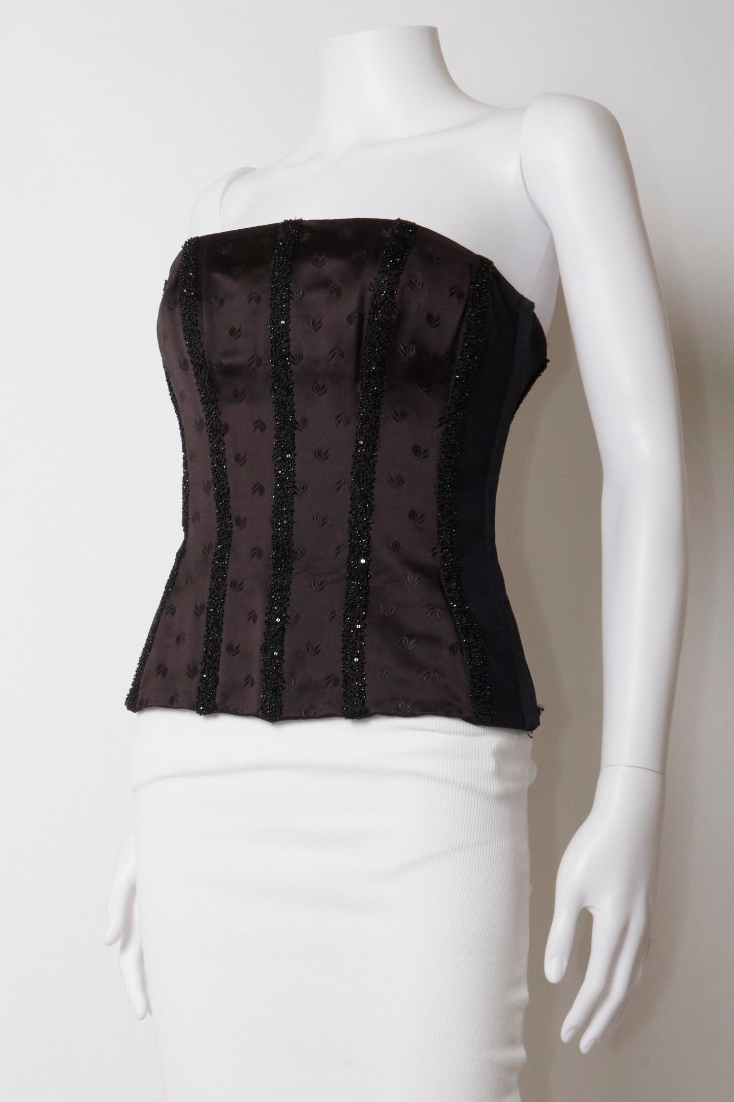 Gianni Versace Spring 2001 Black Beaded Corset