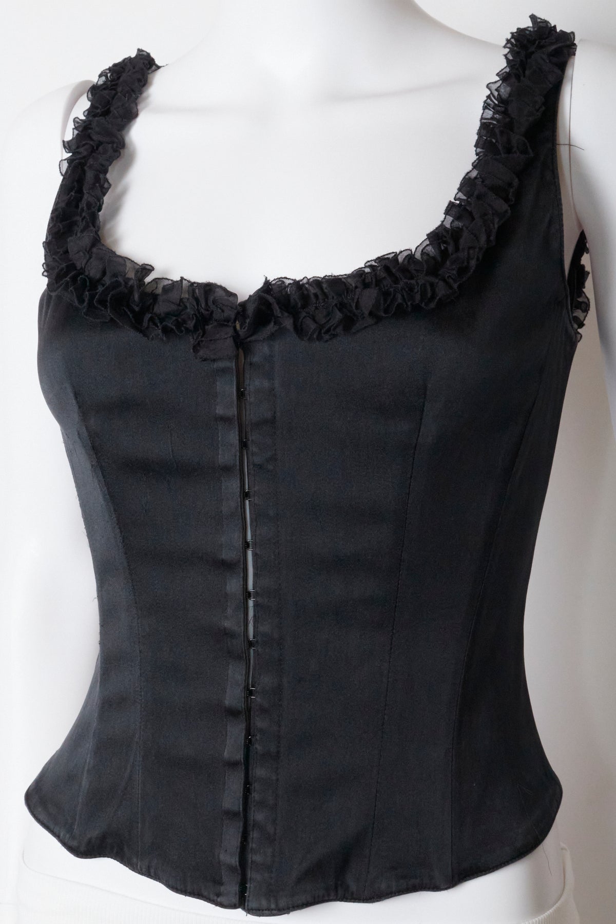 Donna Karan Black Ruffle Vintage Corset