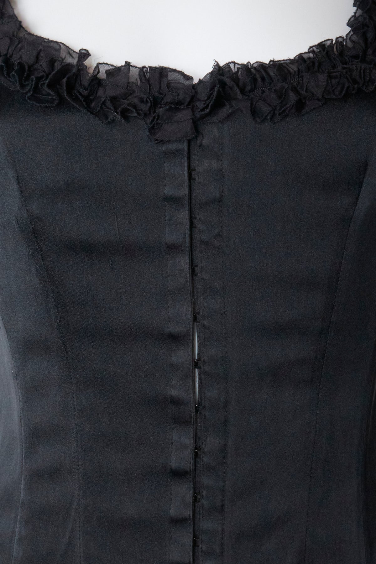 Donna Karan Black Ruffle Vintage Corset