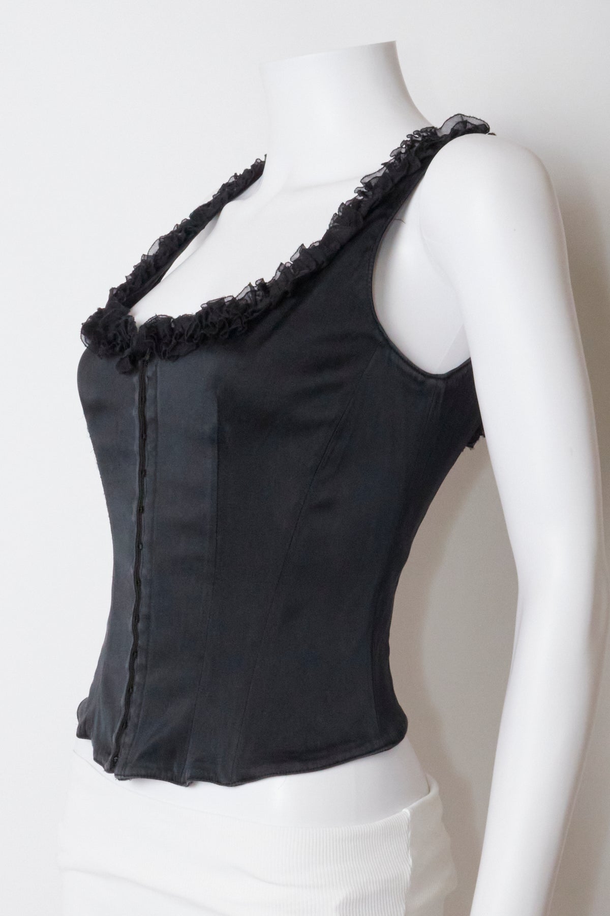 Donna Karan Black Ruffle Vintage Corset