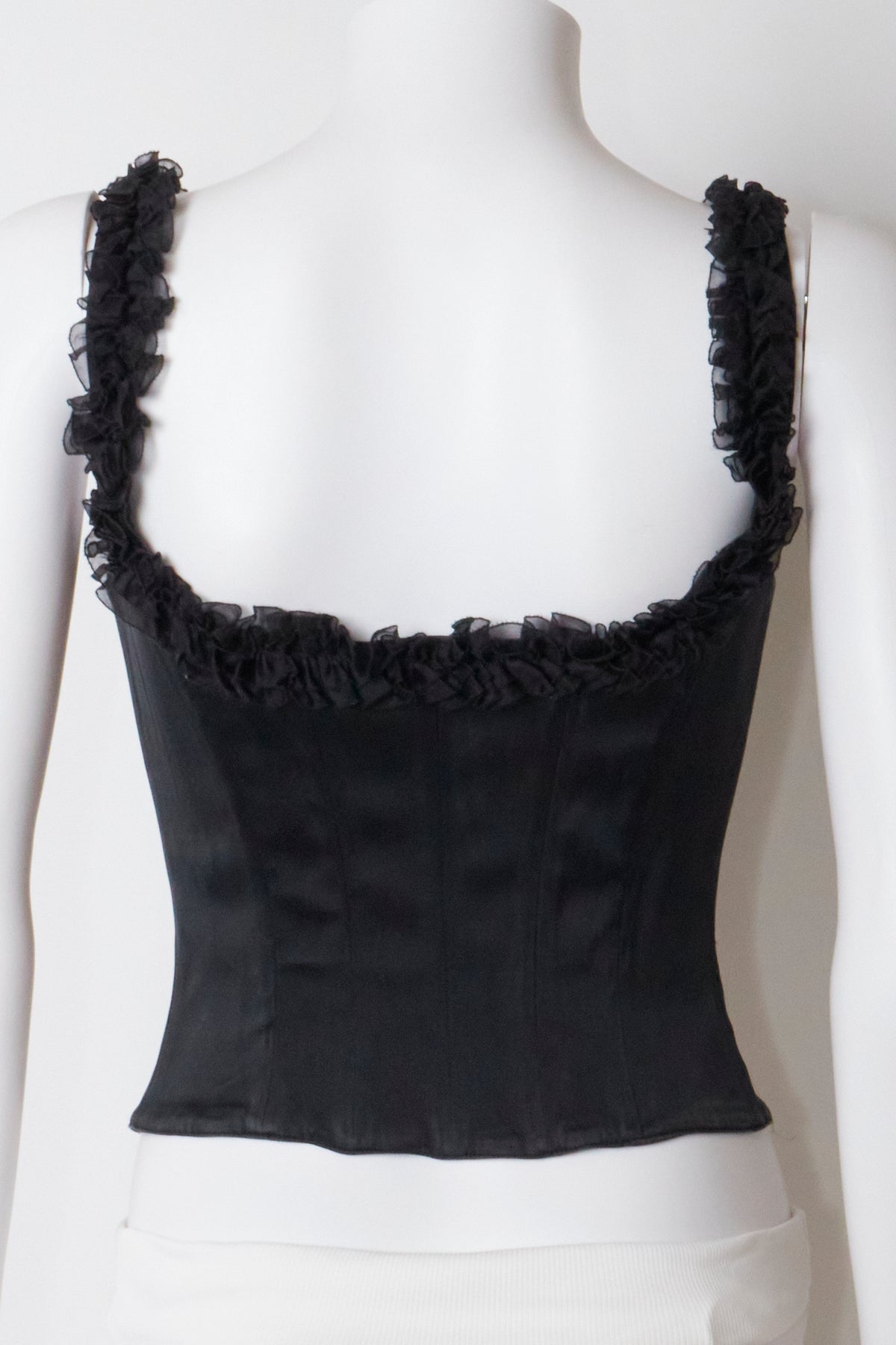 Donna Karan Black Ruffle Vintage Corset
