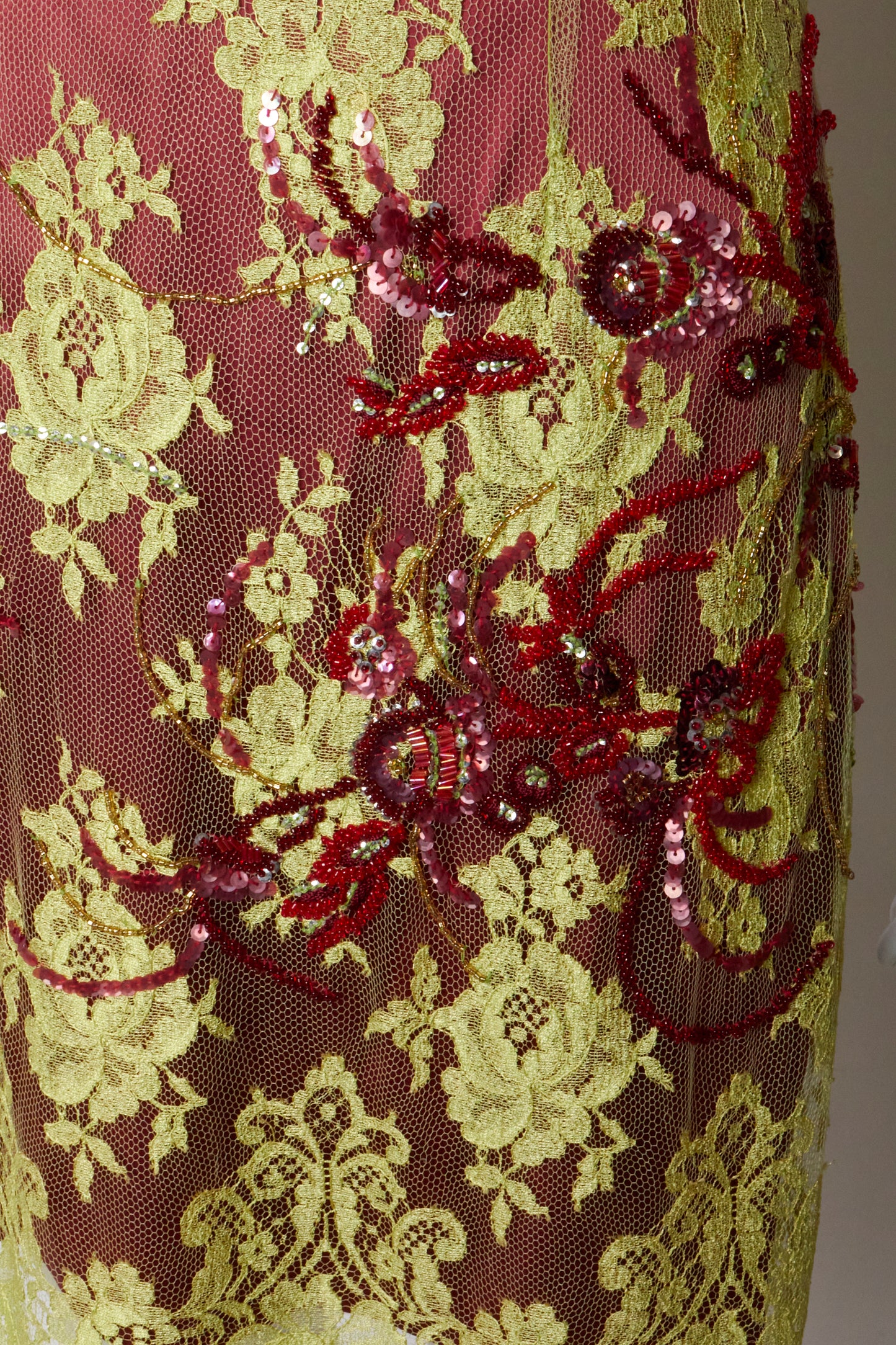 Dolce & Gabbana Spring 1999 Green Lace Beaded Bustier Dress