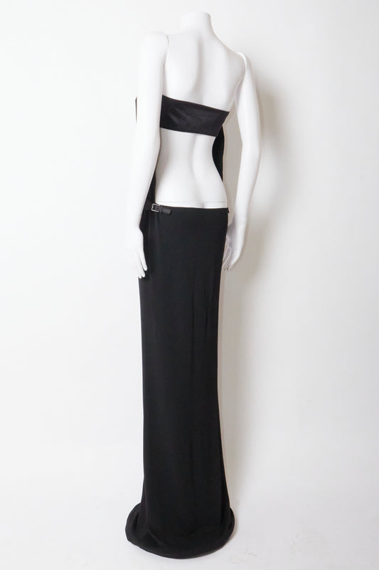 Gucci Tom Ford 2002 Open Back Strapless Vintage Maxi Dress