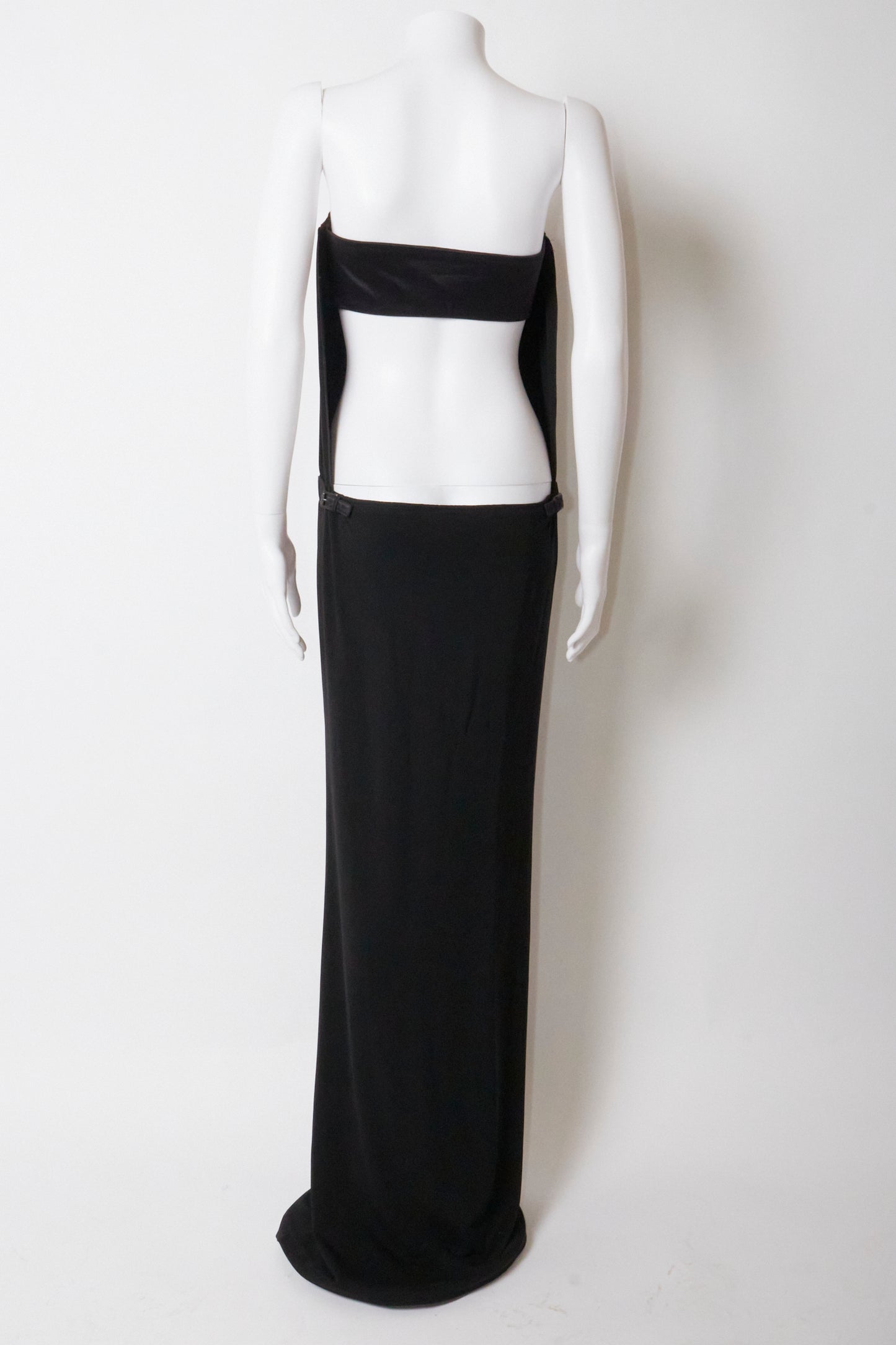 Gucci Tom Ford 2002 Open Back Strapless Vintage Maxi Dress