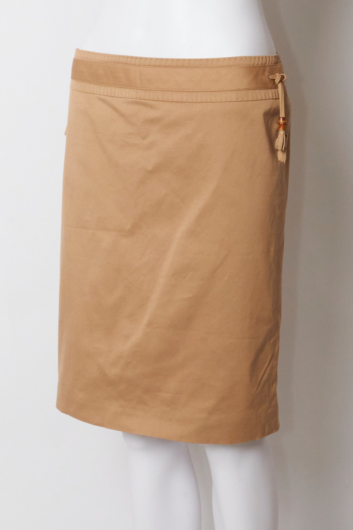 Gucci 2006 Bamboo Leather Detail Skirt