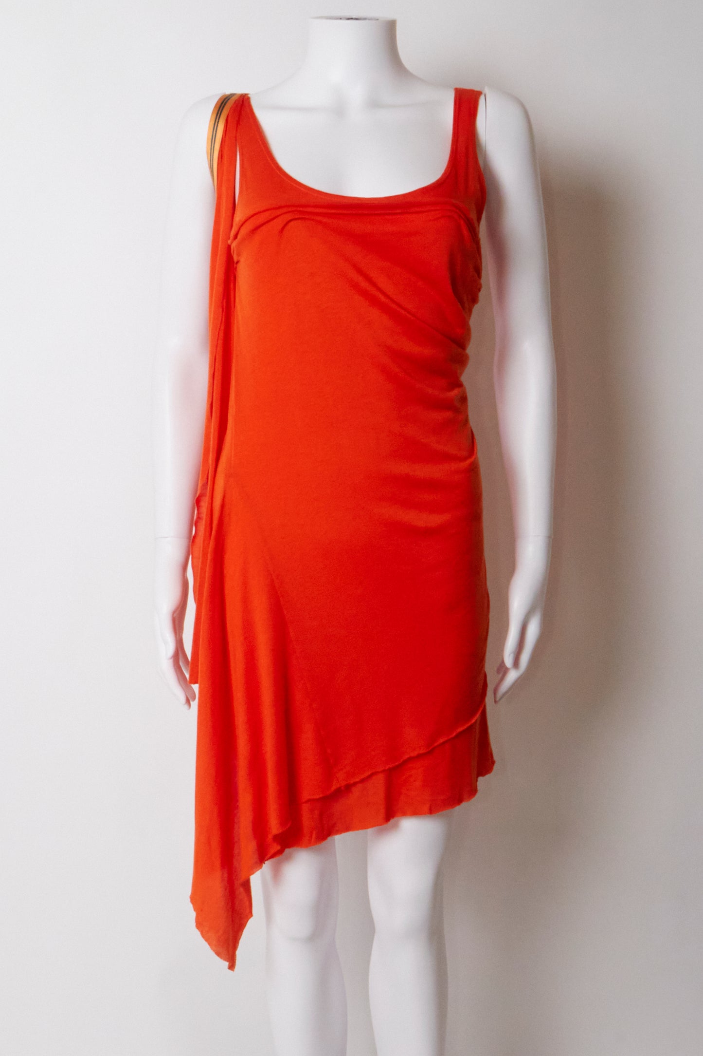 Issey Miyake Spring 2004 Orange Asymmetric Midi Dress