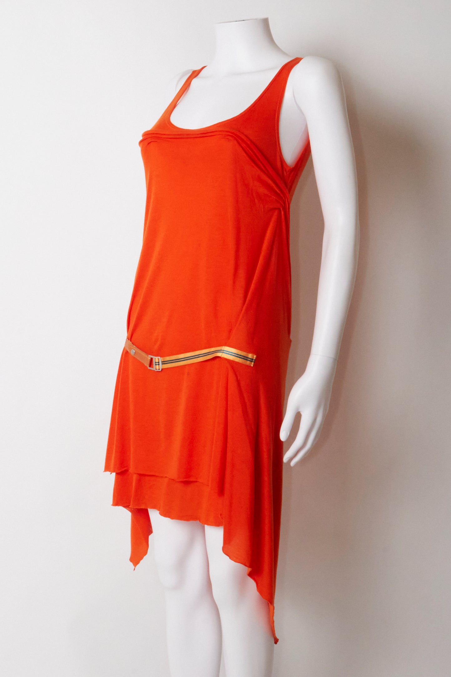 Issey Miyake Spring 2004 Orange Asymmetric Midi Dress