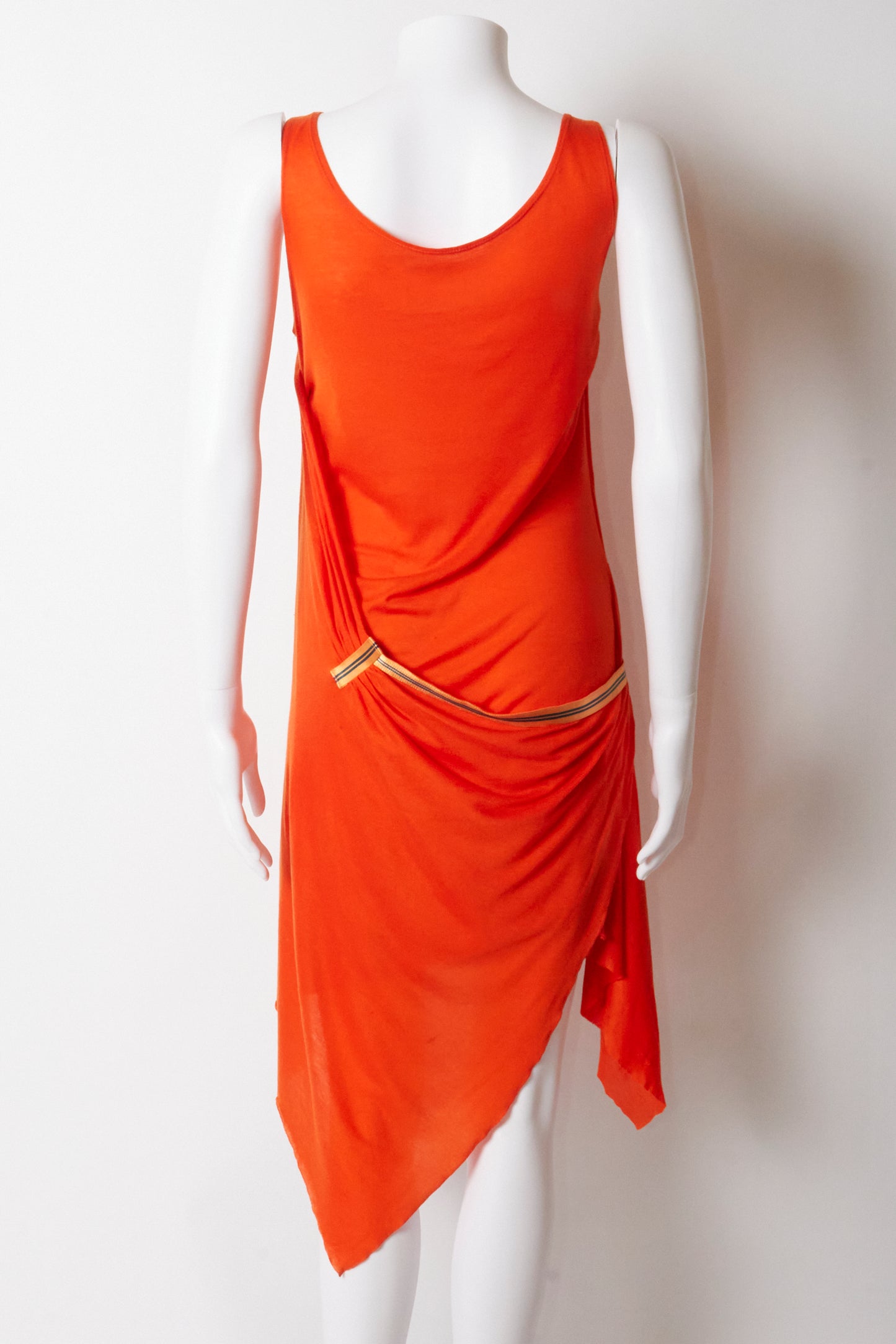 Issey Miyake Spring 2004 Orange Asymmetric Midi Dress
