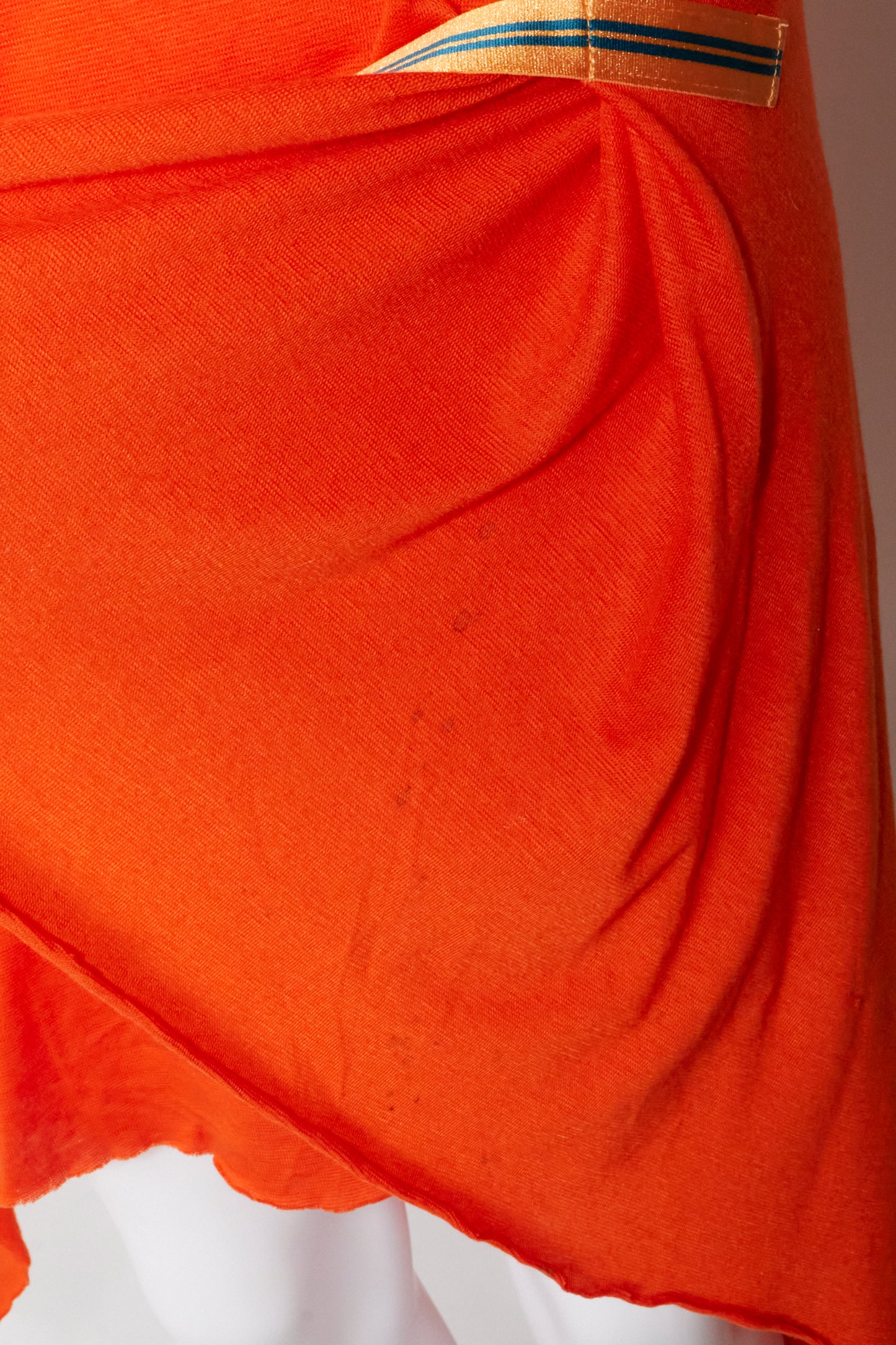 Issey Miyake Spring 2004 Orange Asymmetric Midi Dress