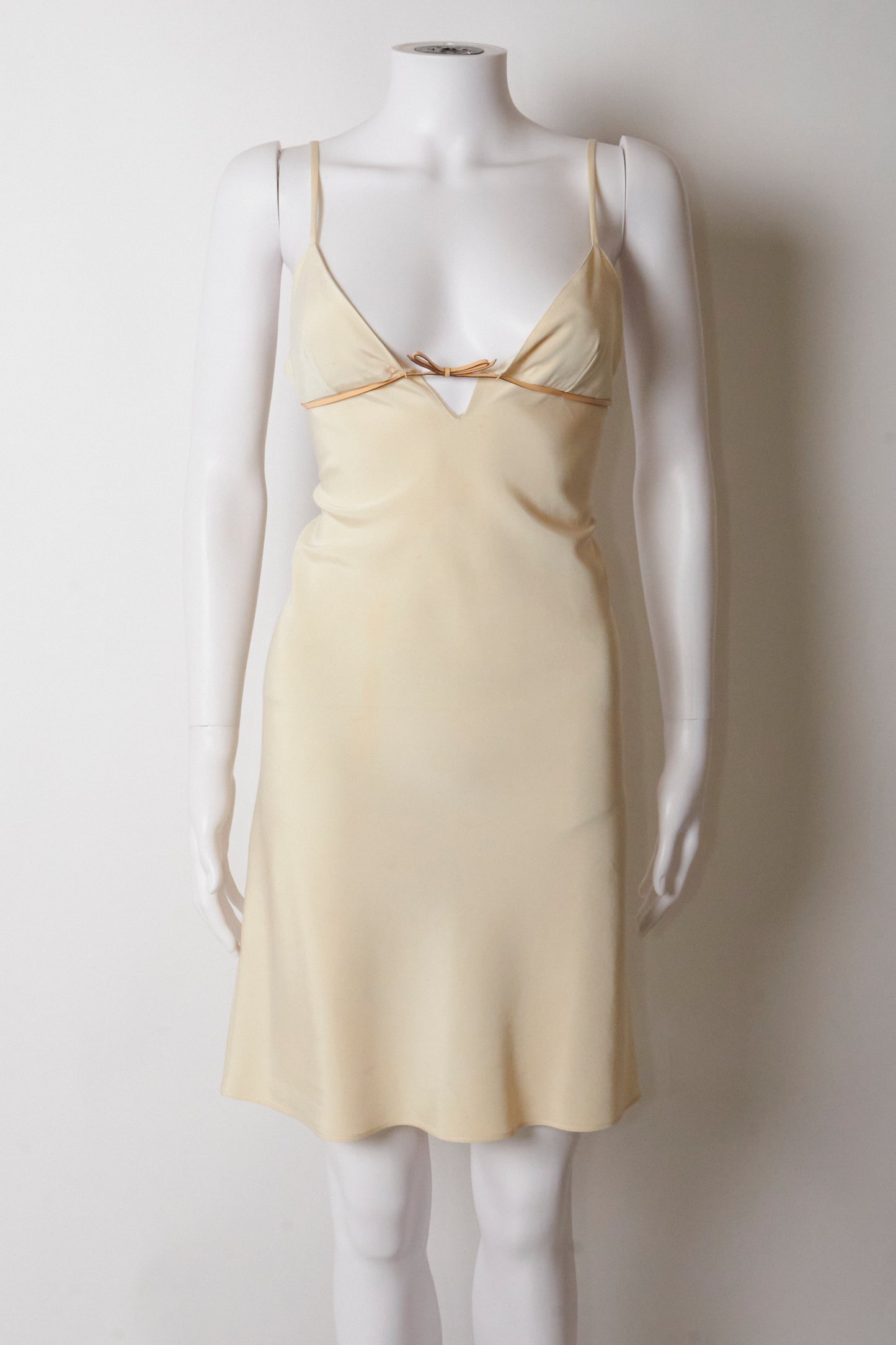Prada Spring 2000 Cream Open Back Mini Dress