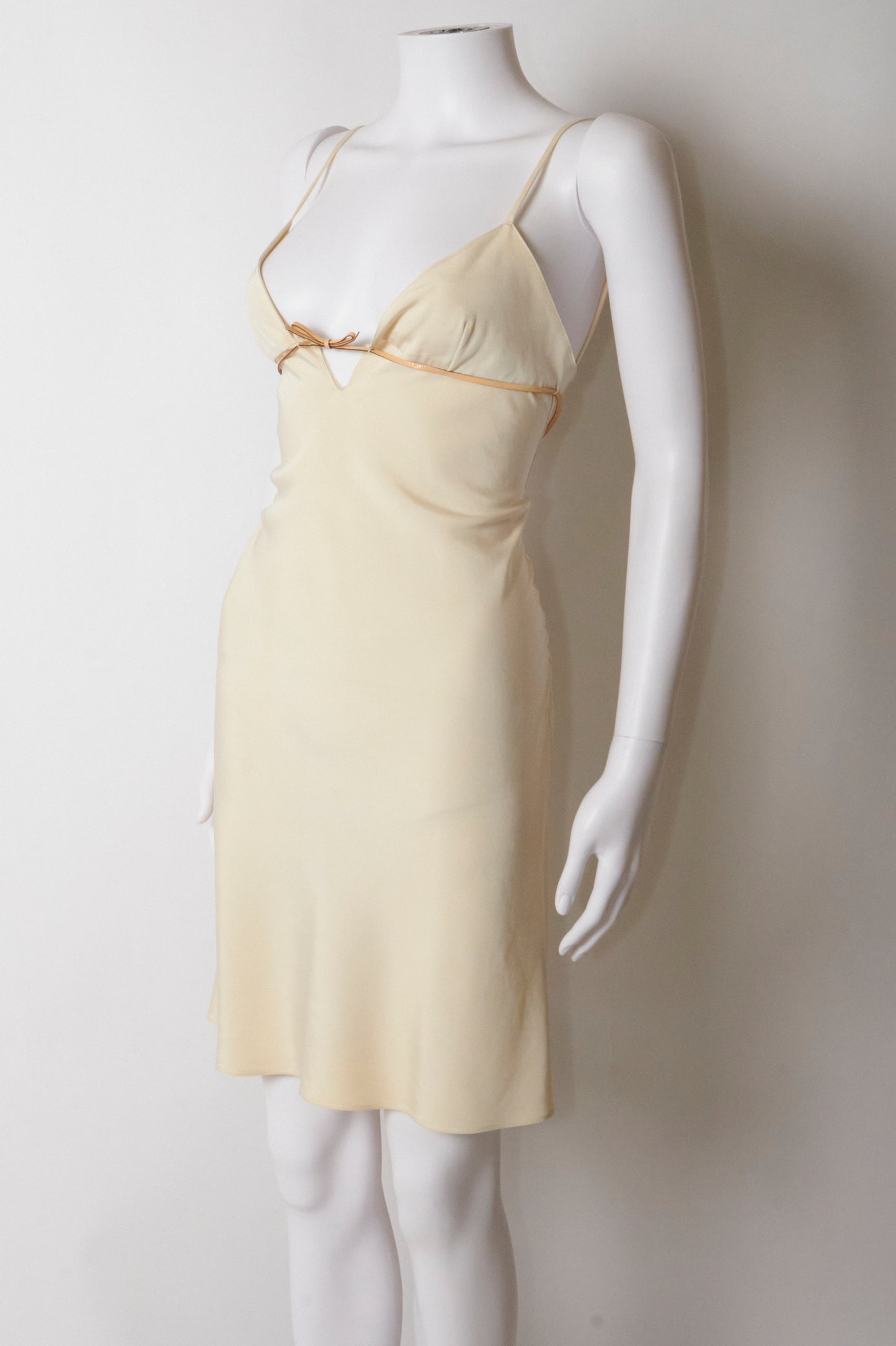 Prada Spring 2000 Cream Open Back Mini Dress