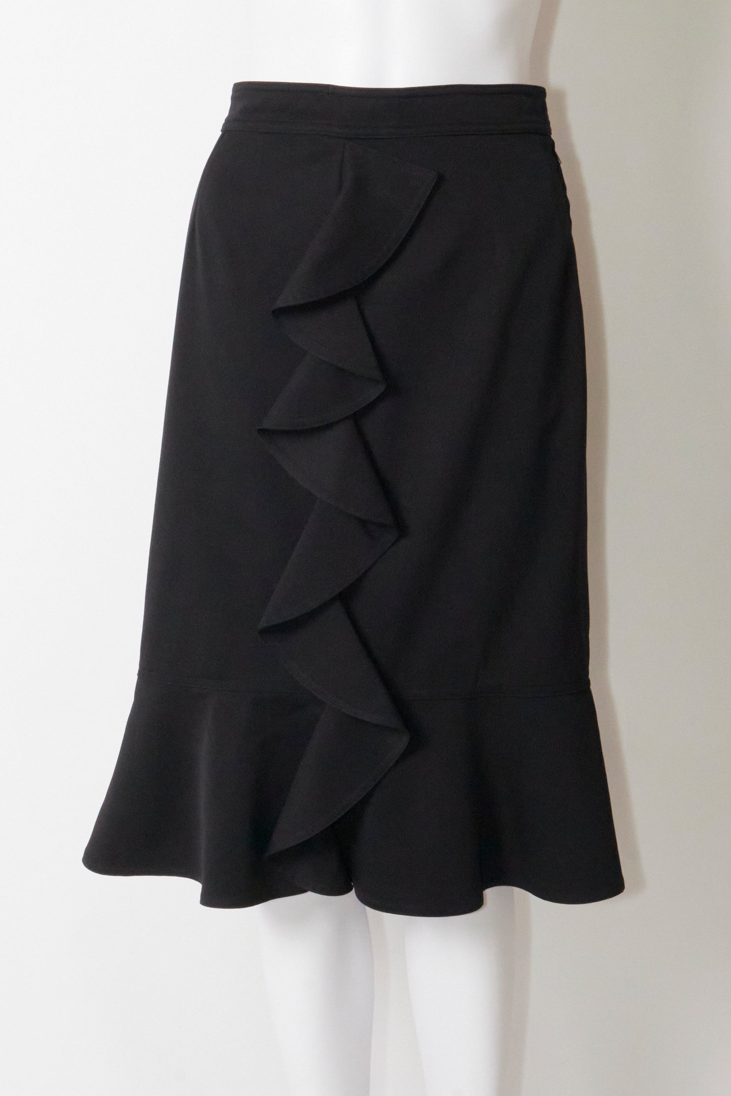 Yves Saint Laurent by Tom Ford 2003 Black Ruffle Midi Skirt