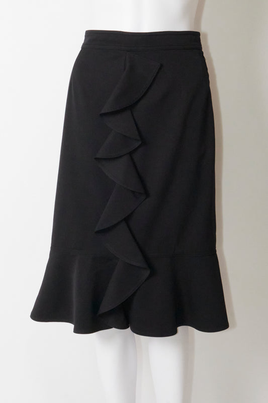 Yves Saint Laurent by Tom Ford 2003 Black Ruffle Midi Skirt