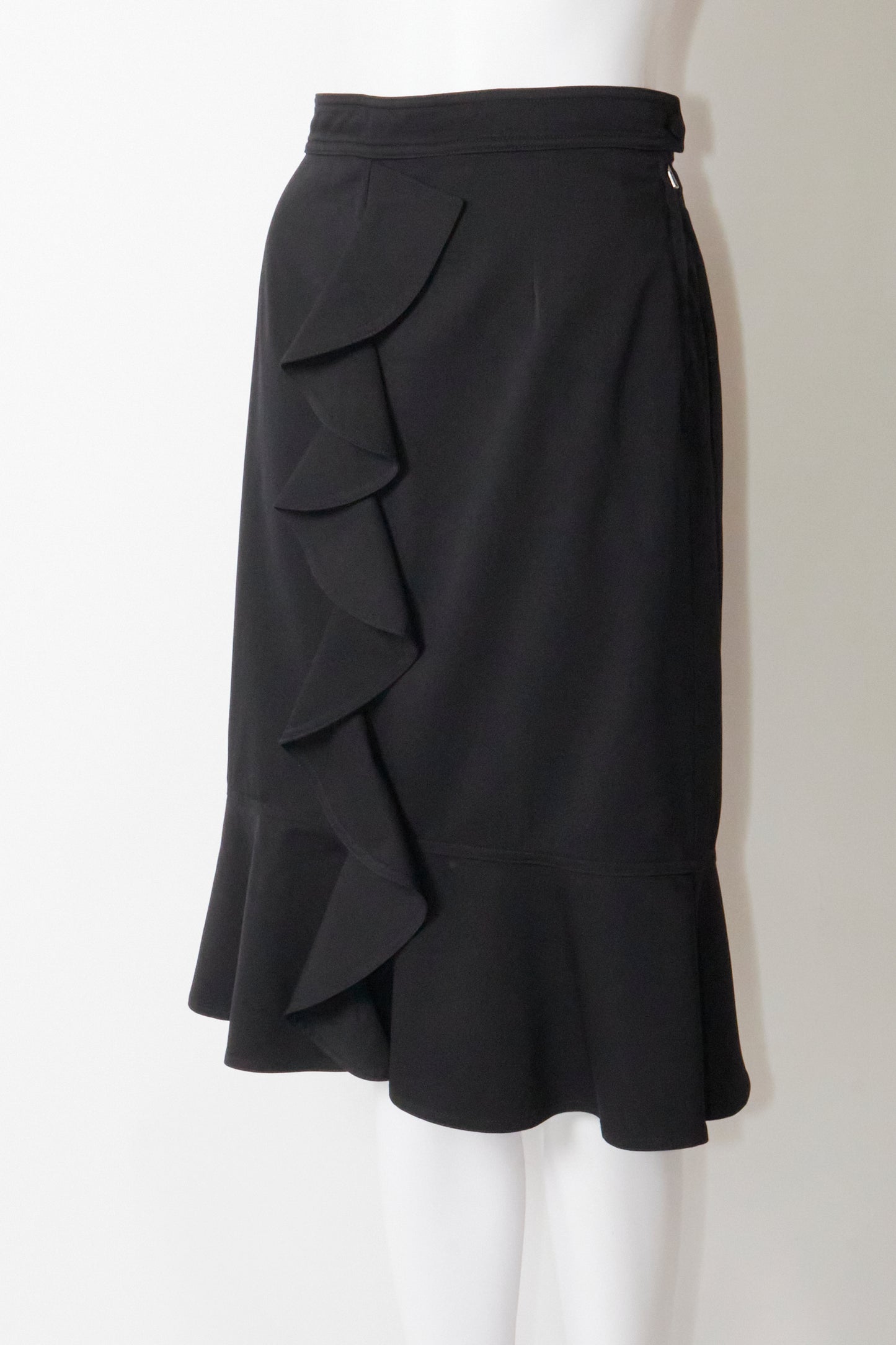 Yves Saint Laurent by Tom Ford 2003 Black Ruffle Midi Skirt