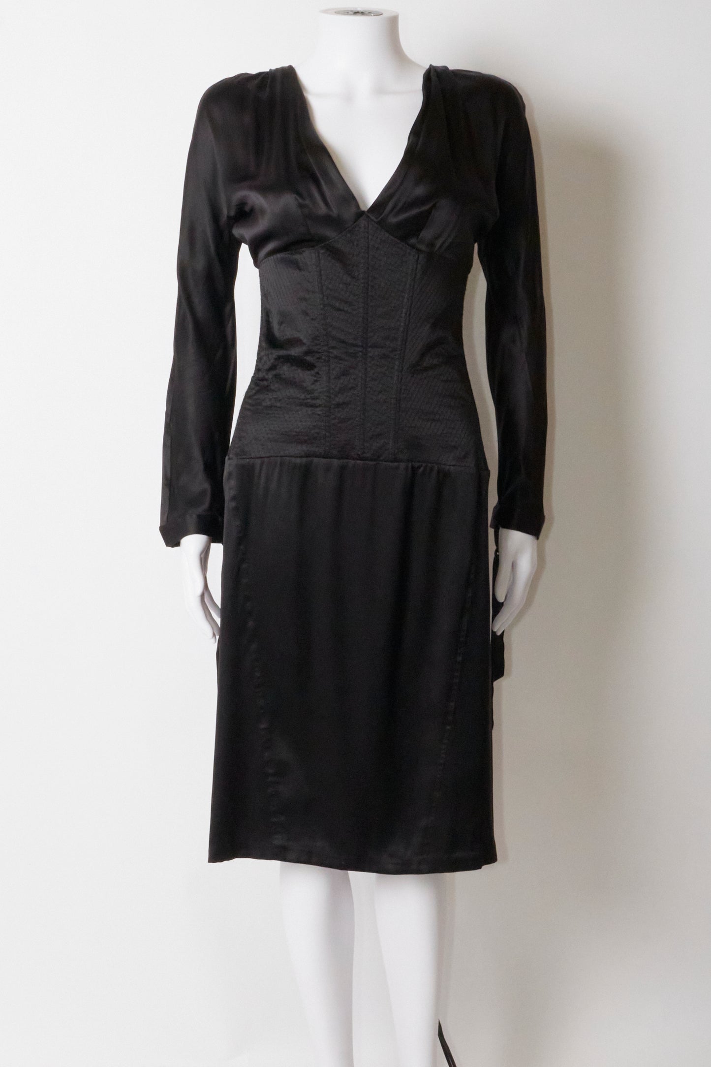 Roberto Cavalli 2004 Black Corset Midi Dress