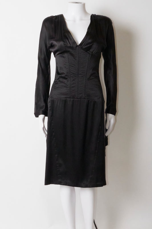 Roberto Cavalli 2004 Black Corset Midi Dress