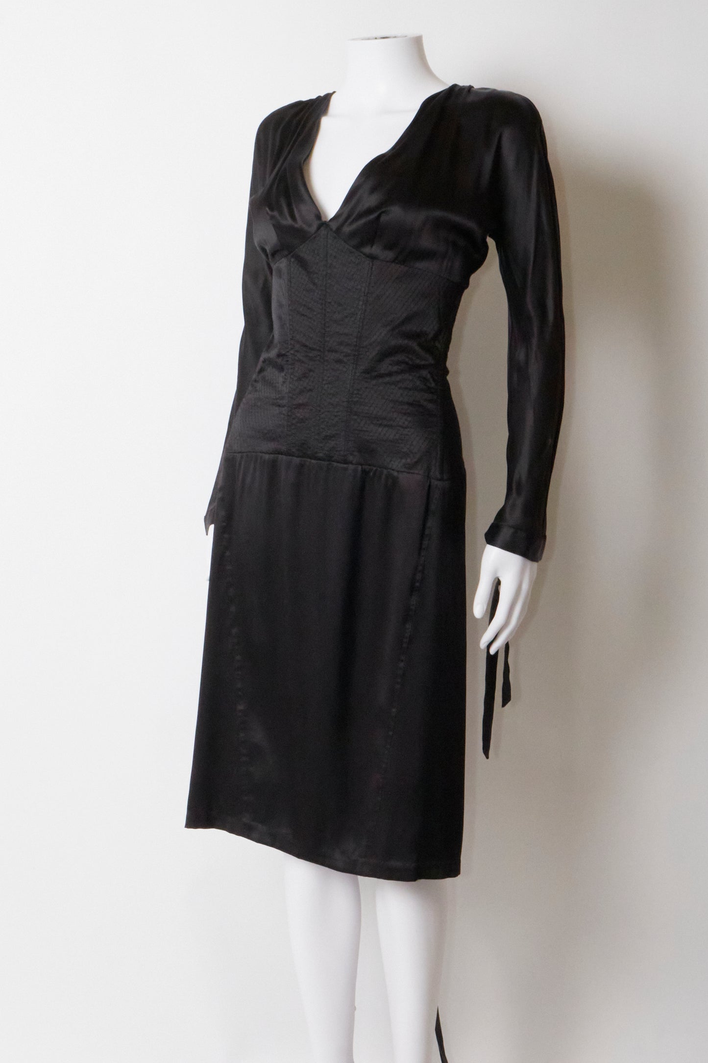 Roberto Cavalli 2004 Black Corset Midi Dress