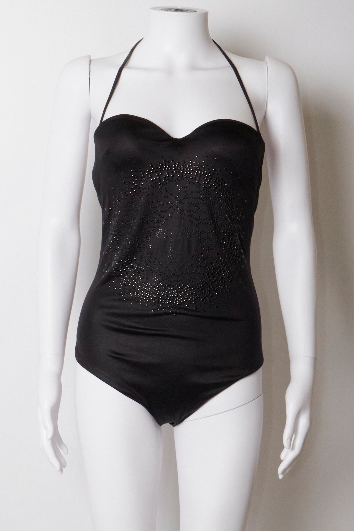 Versace Black Embellished Medusa Swimsuit