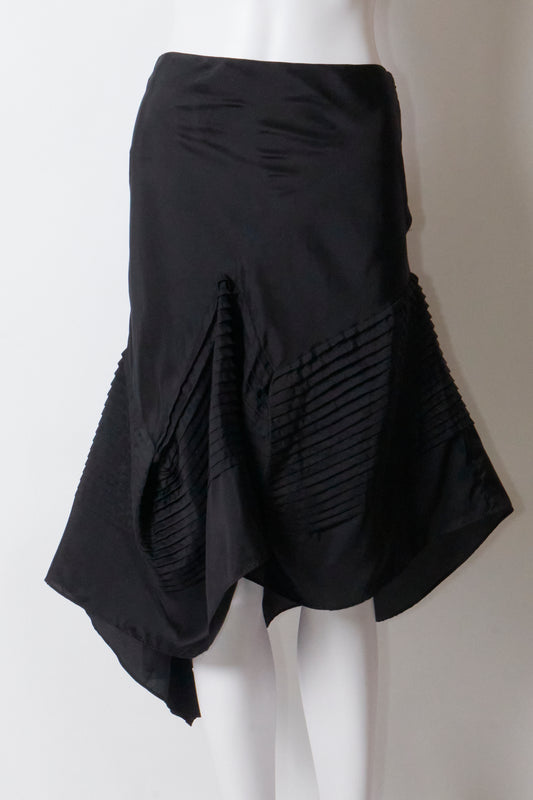 Alexander Mcqueen 2004 Asymmetric Black Midi Skirt