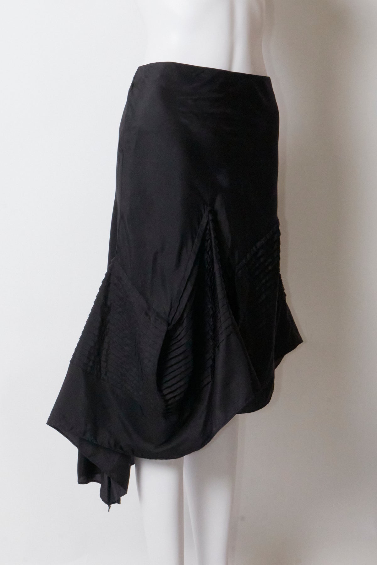 Alexander Mcqueen 2004 Asymmetric Black Midi Skirt