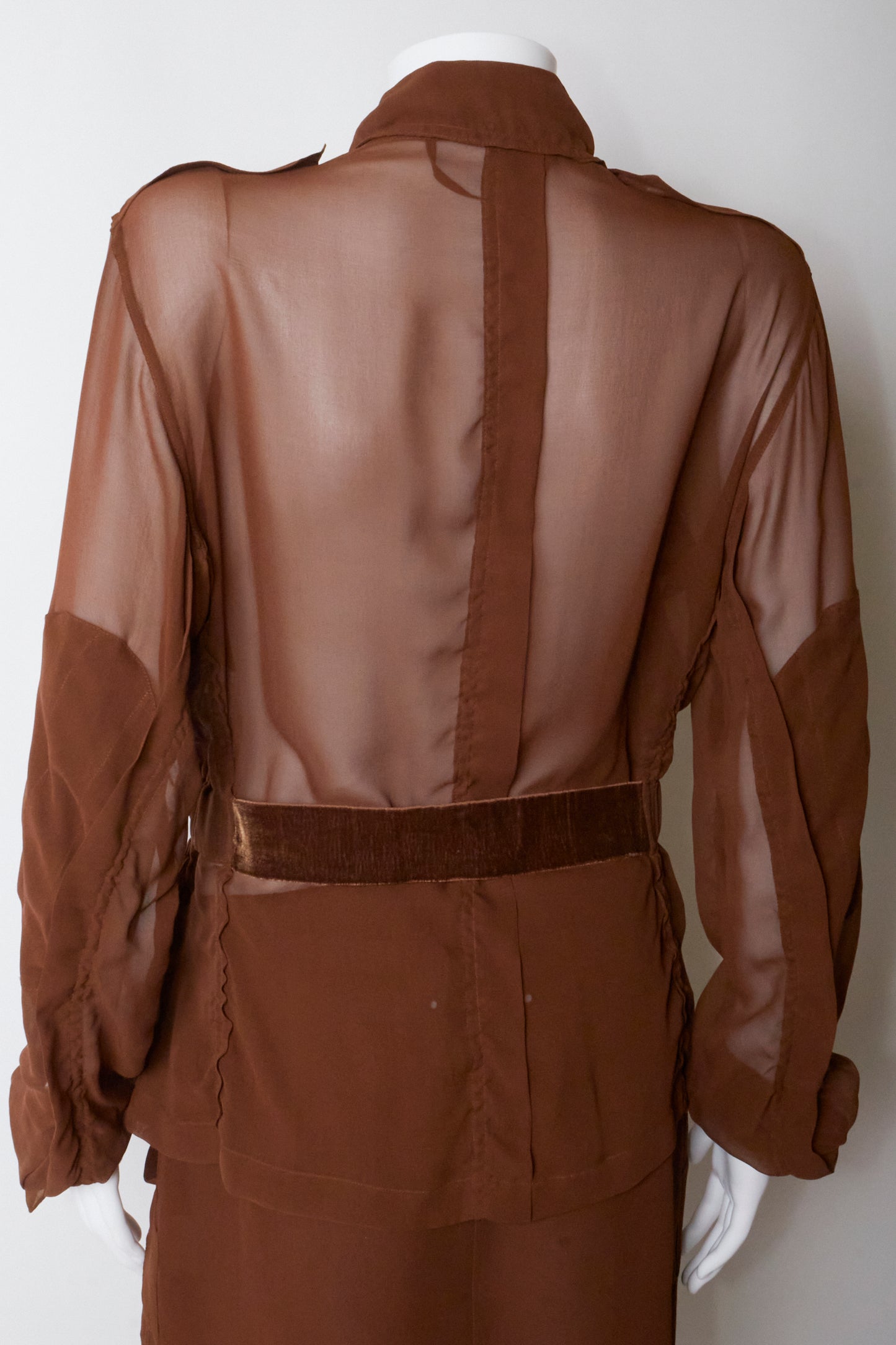 Yves Saint Laurent by Tom Ford Spring 2002 Top & Skirt Brown Silk Set