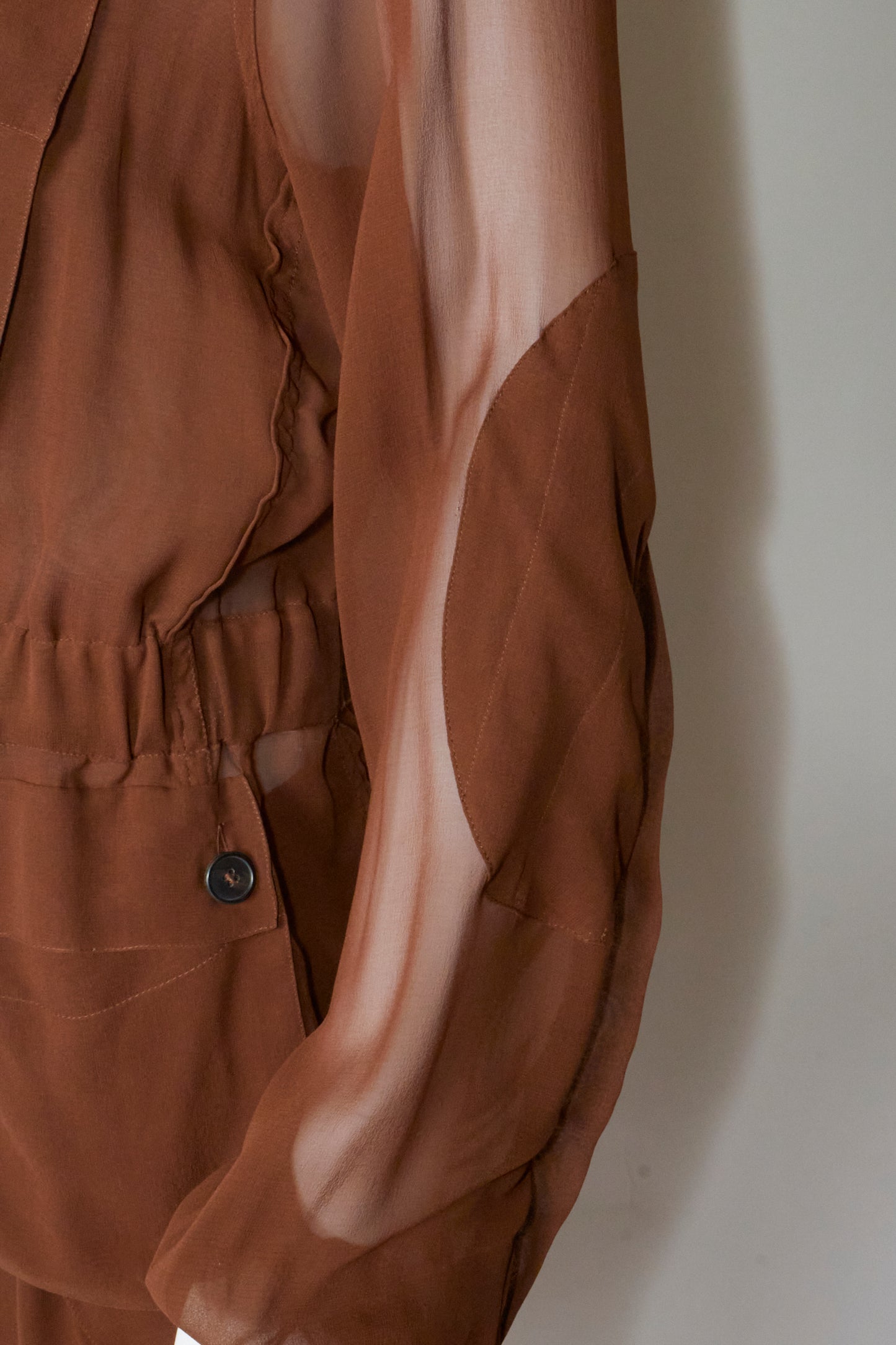Yves Saint Laurent by Tom Ford Spring 2002 Top & Skirt Brown Silk Set