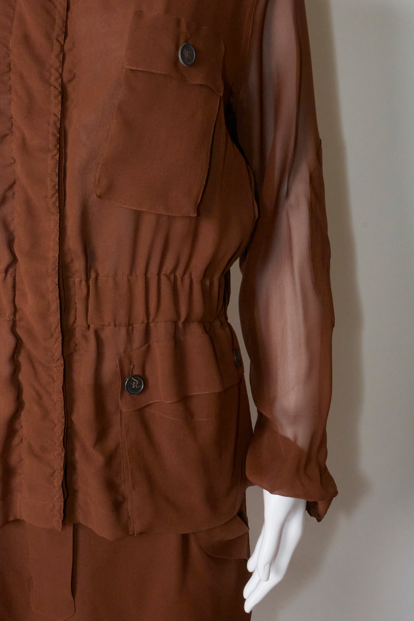 Yves Saint Laurent by Tom Ford Spring 2002 Top & Skirt Brown Silk Set