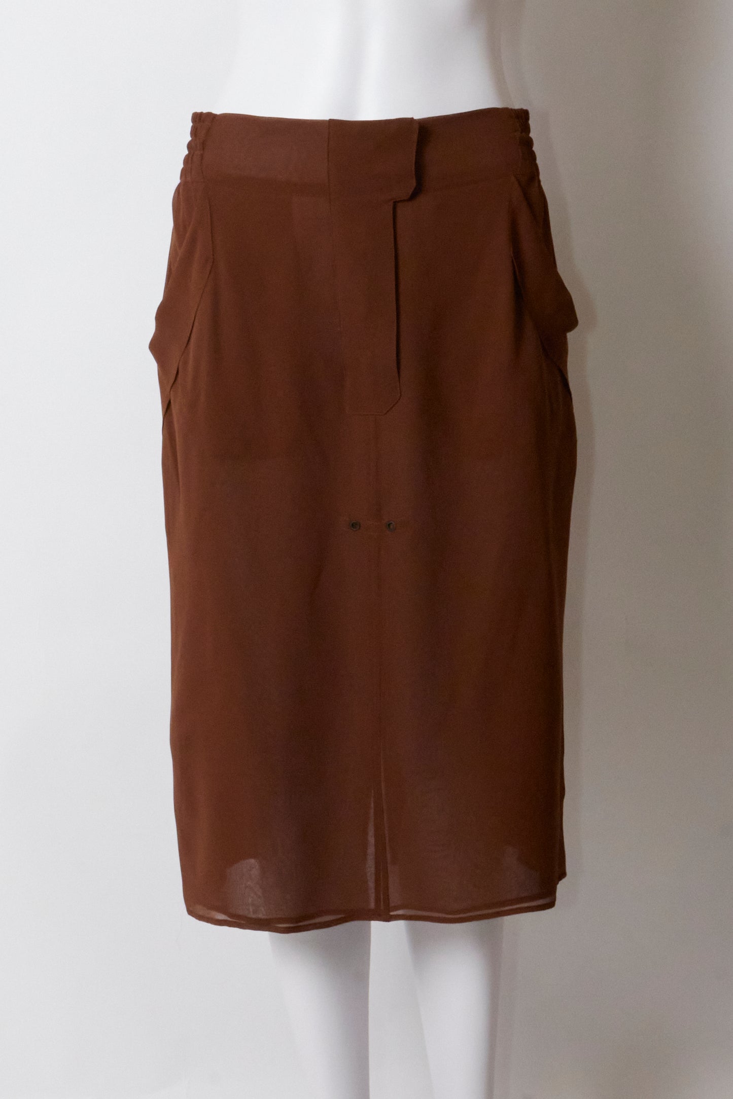 Yves Saint Laurent by Tom Ford Spring 2002 Top & Skirt Brown Silk Set