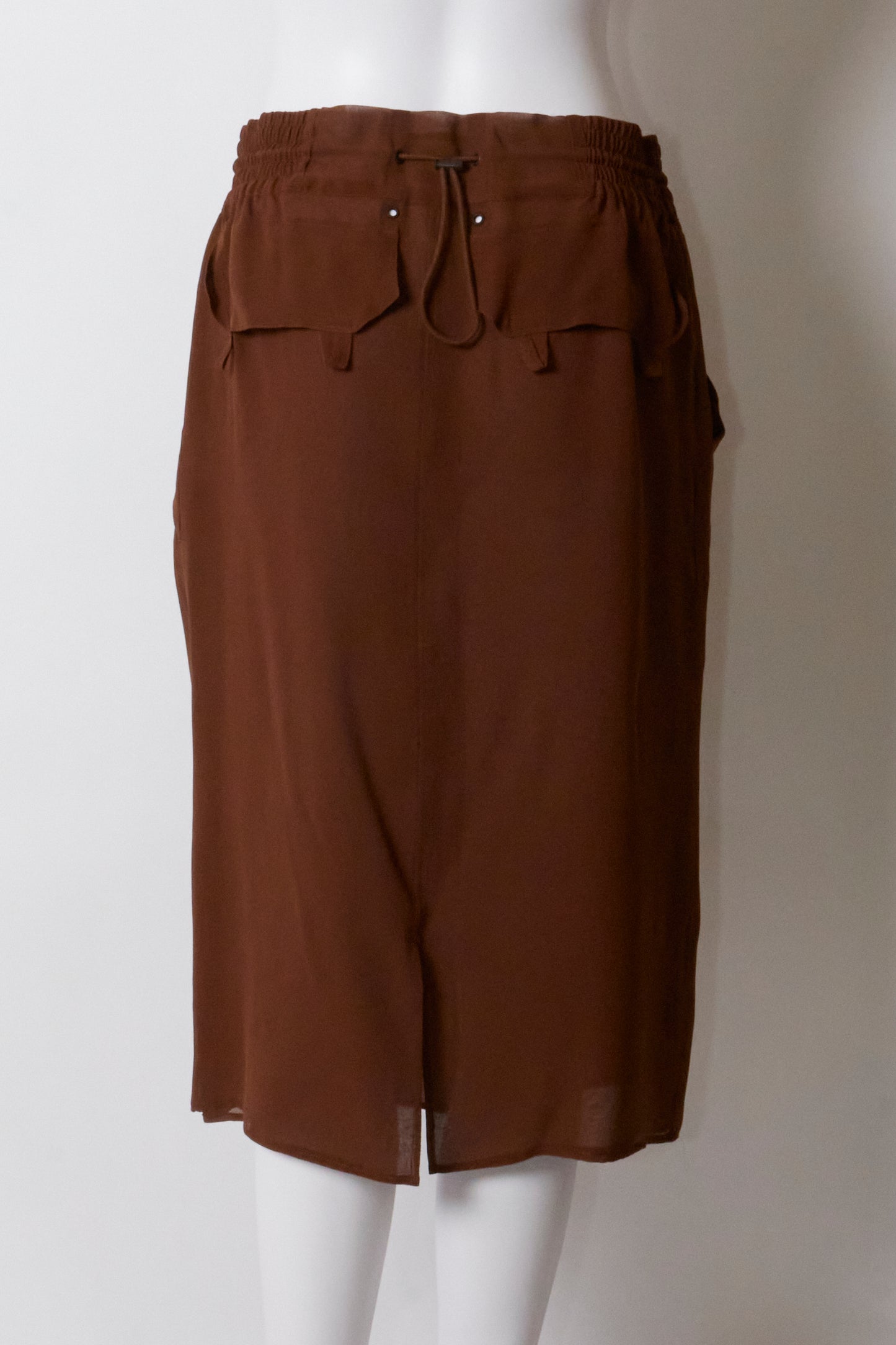 Yves Saint Laurent by Tom Ford Spring 2002 Top & Skirt Brown Silk Set