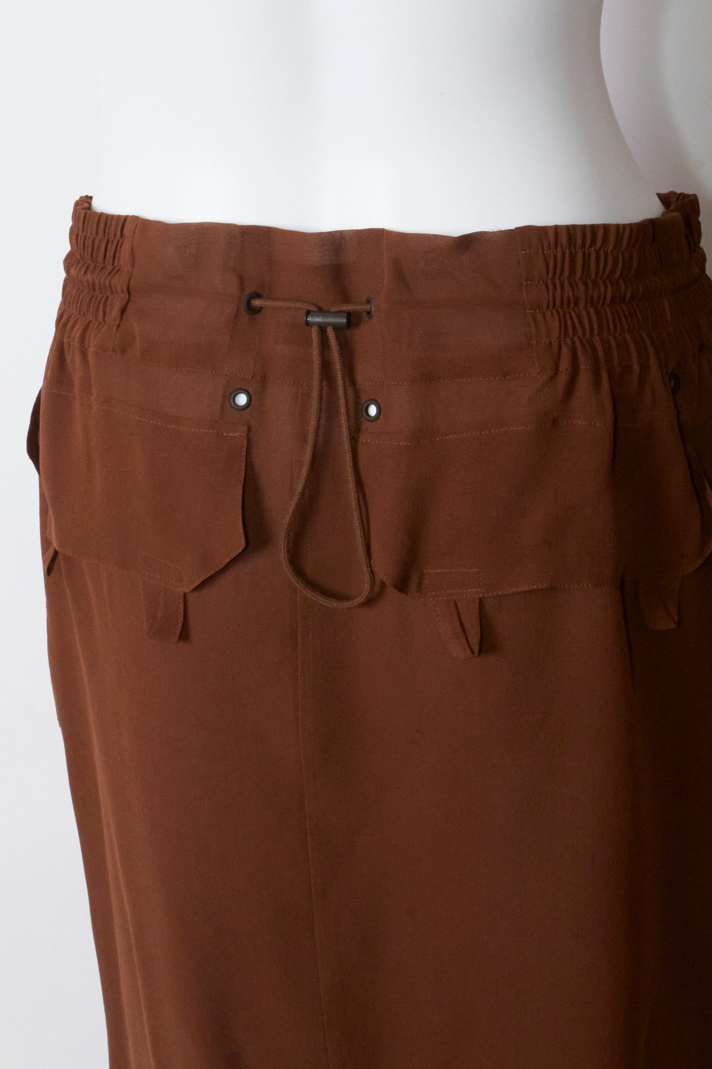 Yves Saint Laurent by Tom Ford Spring 2002 Top & Skirt Brown Silk Set