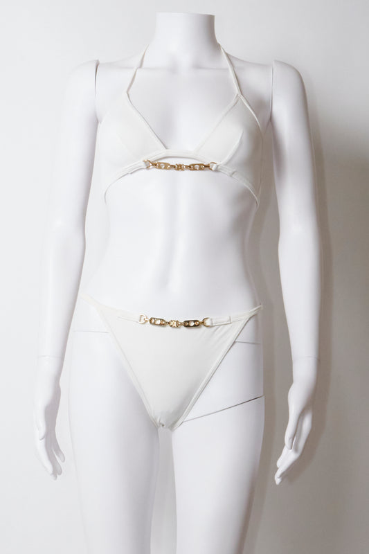Celine White Gold Hardware Bikini Set