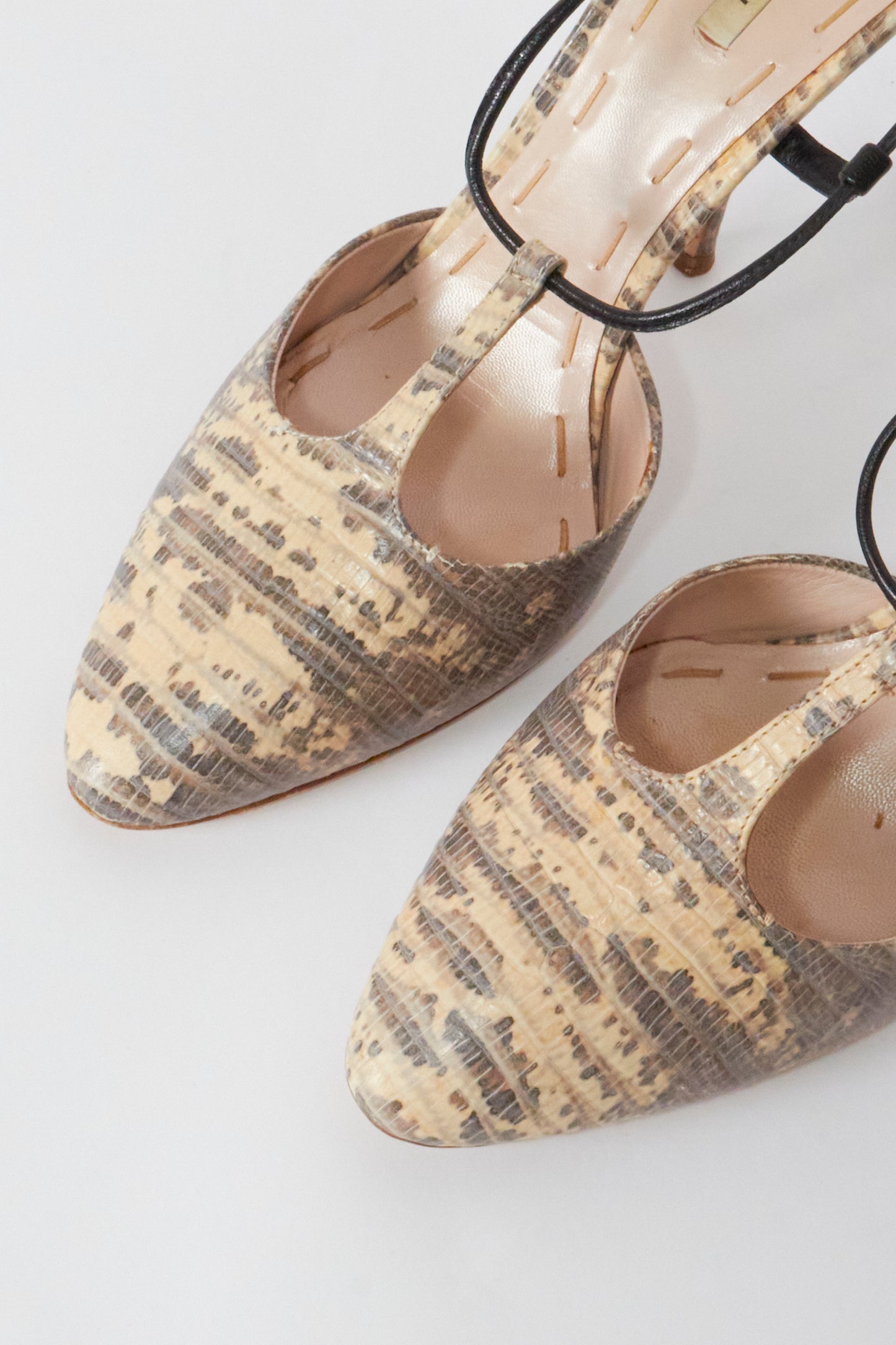 Miu Miu Lizard Ankle Strap Heels