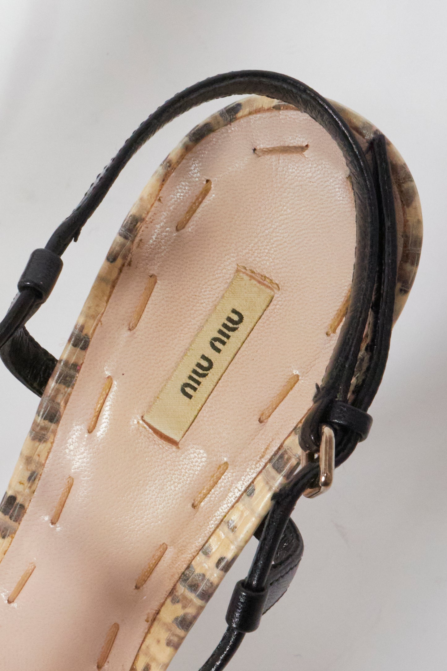 Miu Miu Lizard Ankle Strap Heels