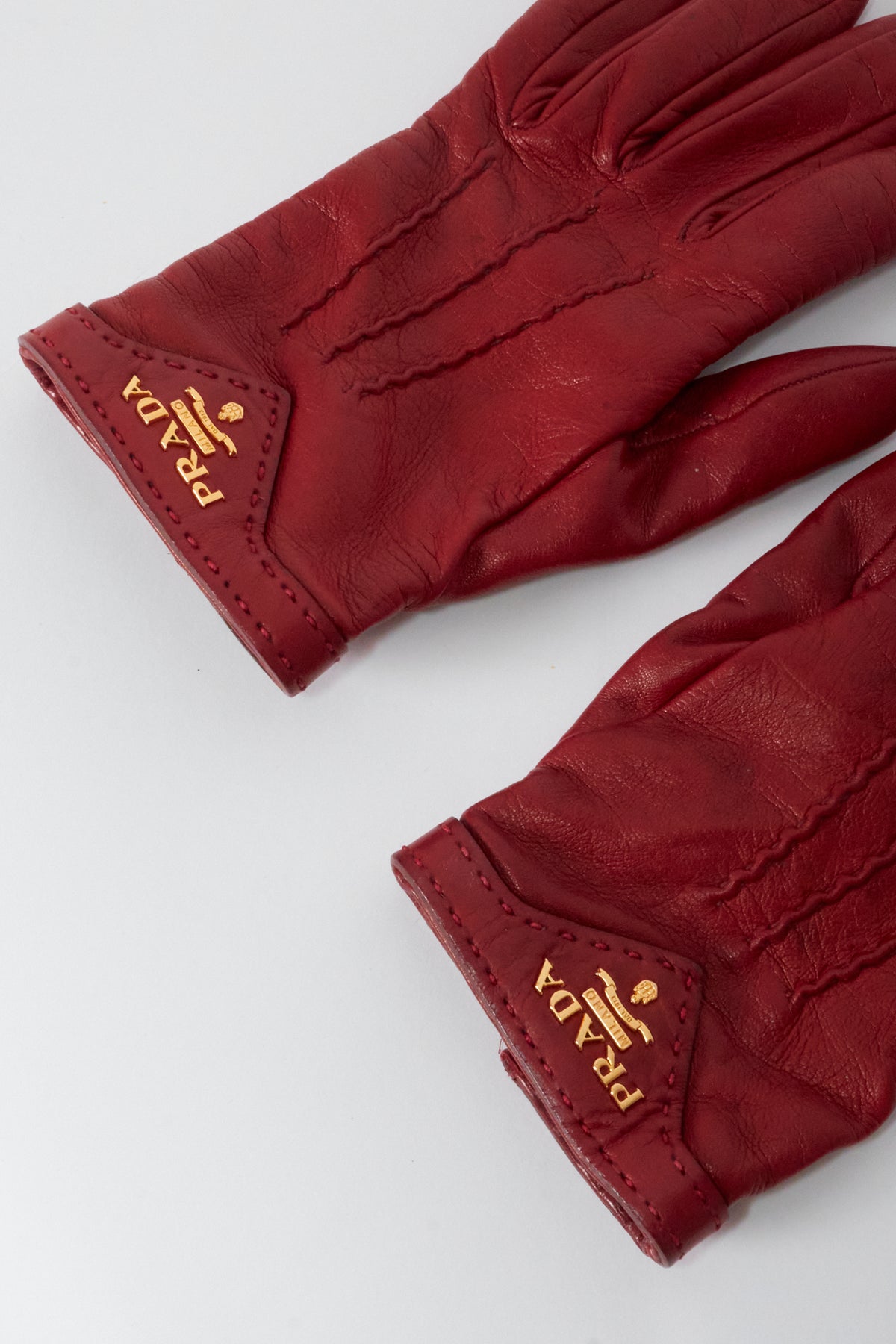 Prada Red Leather Gloves