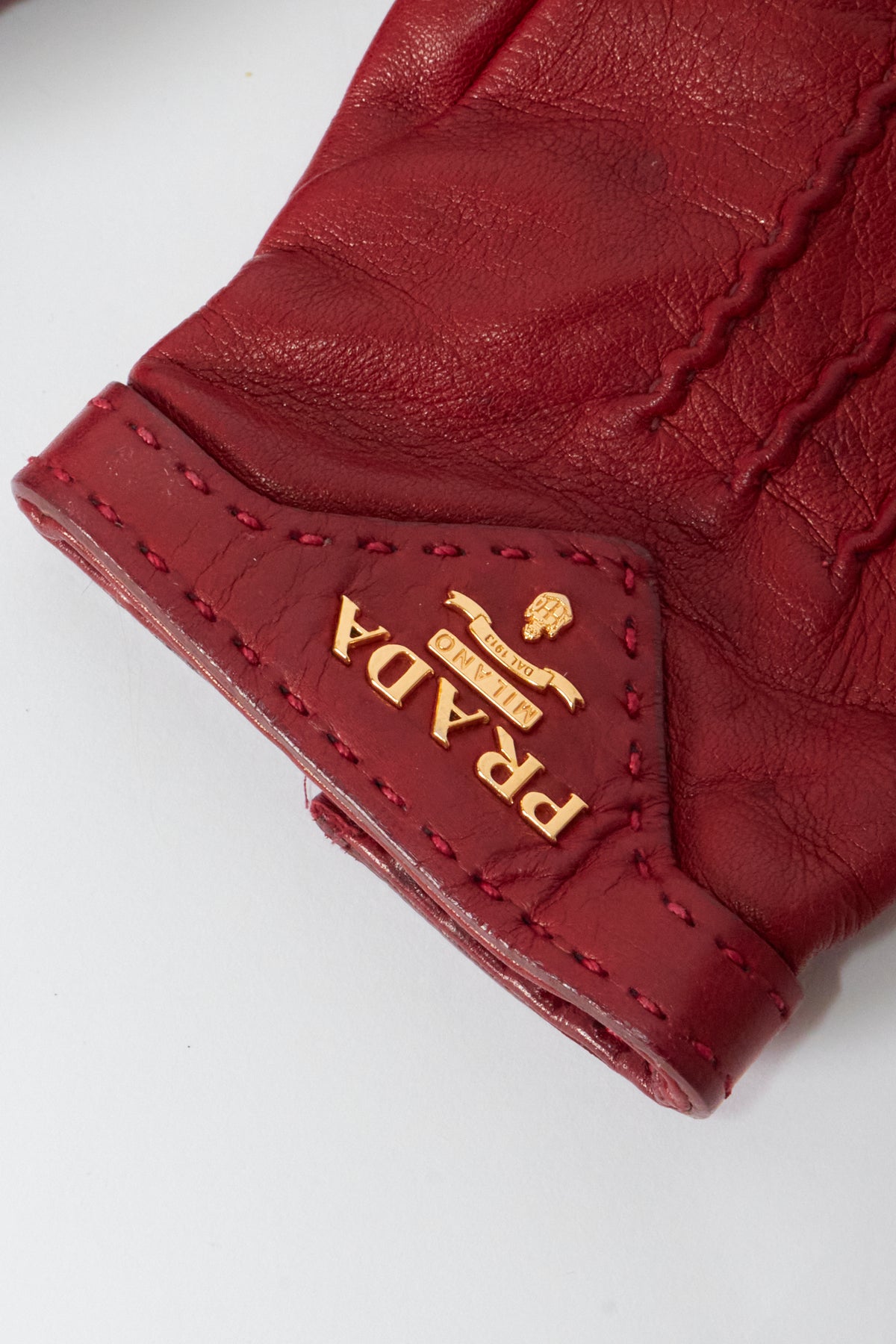 Prada Red Leather Gloves