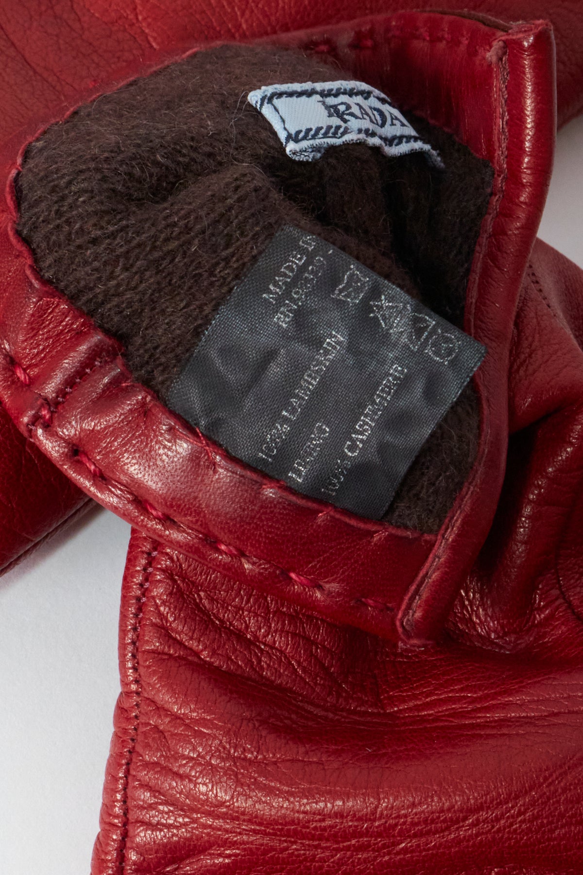 Prada Red Leather Gloves