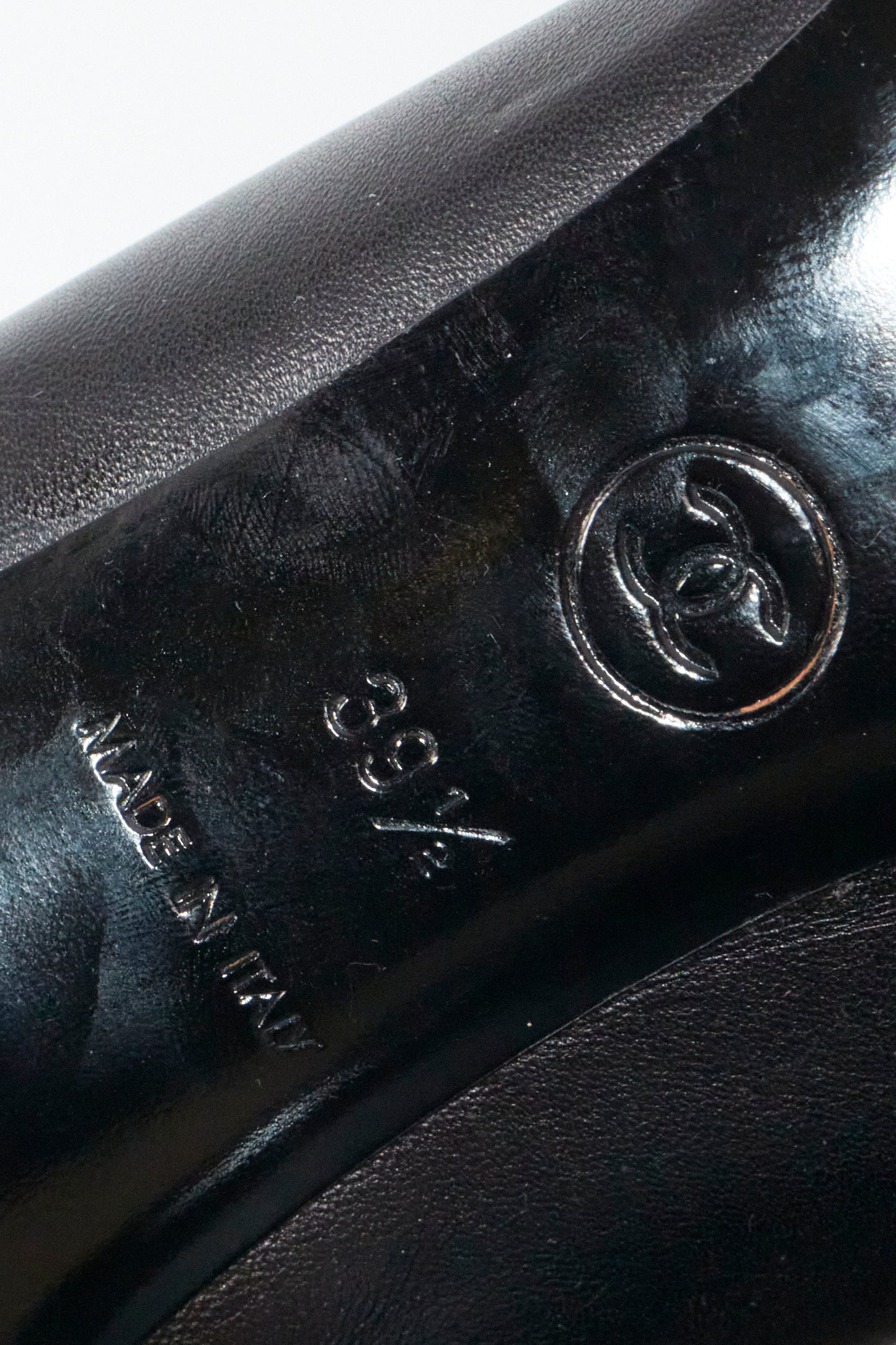 Chanel Black Leather CC Vintage Heels