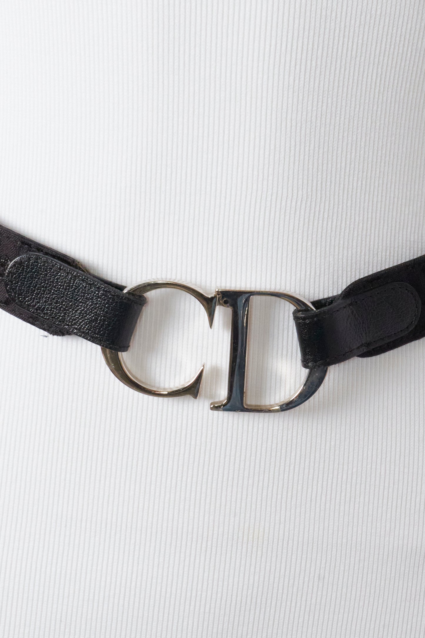 Christian Dior Galliano 2000s Black Monogram Embroidered Flowers Belt