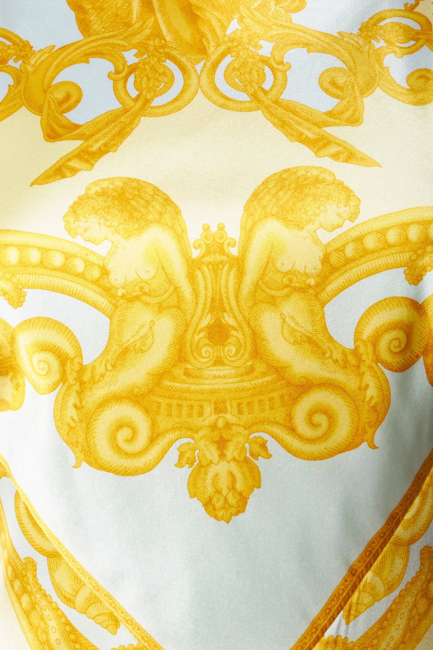Versace Spring 2005 Silk Gold Print Backless Midi Dress