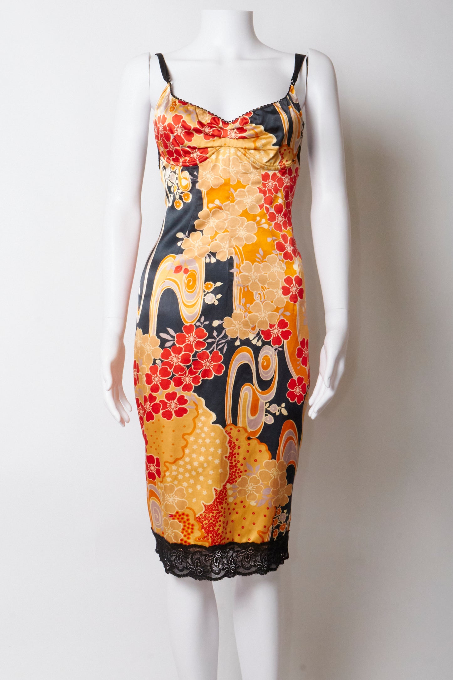 Dolce & Gabbana D&G 2000s Floral Satin Backless Midi Dress