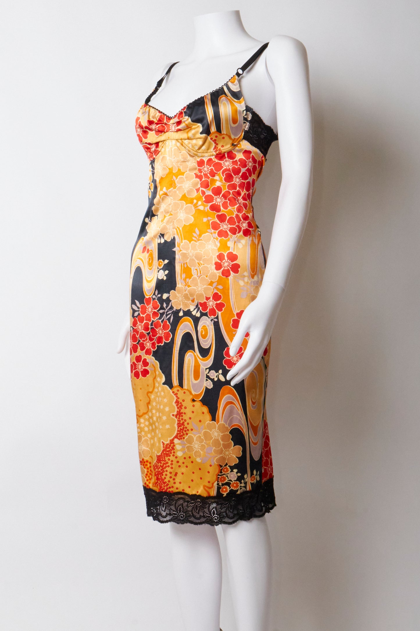 Dolce & Gabbana D&G 2000s Floral Satin Backless Midi Dress