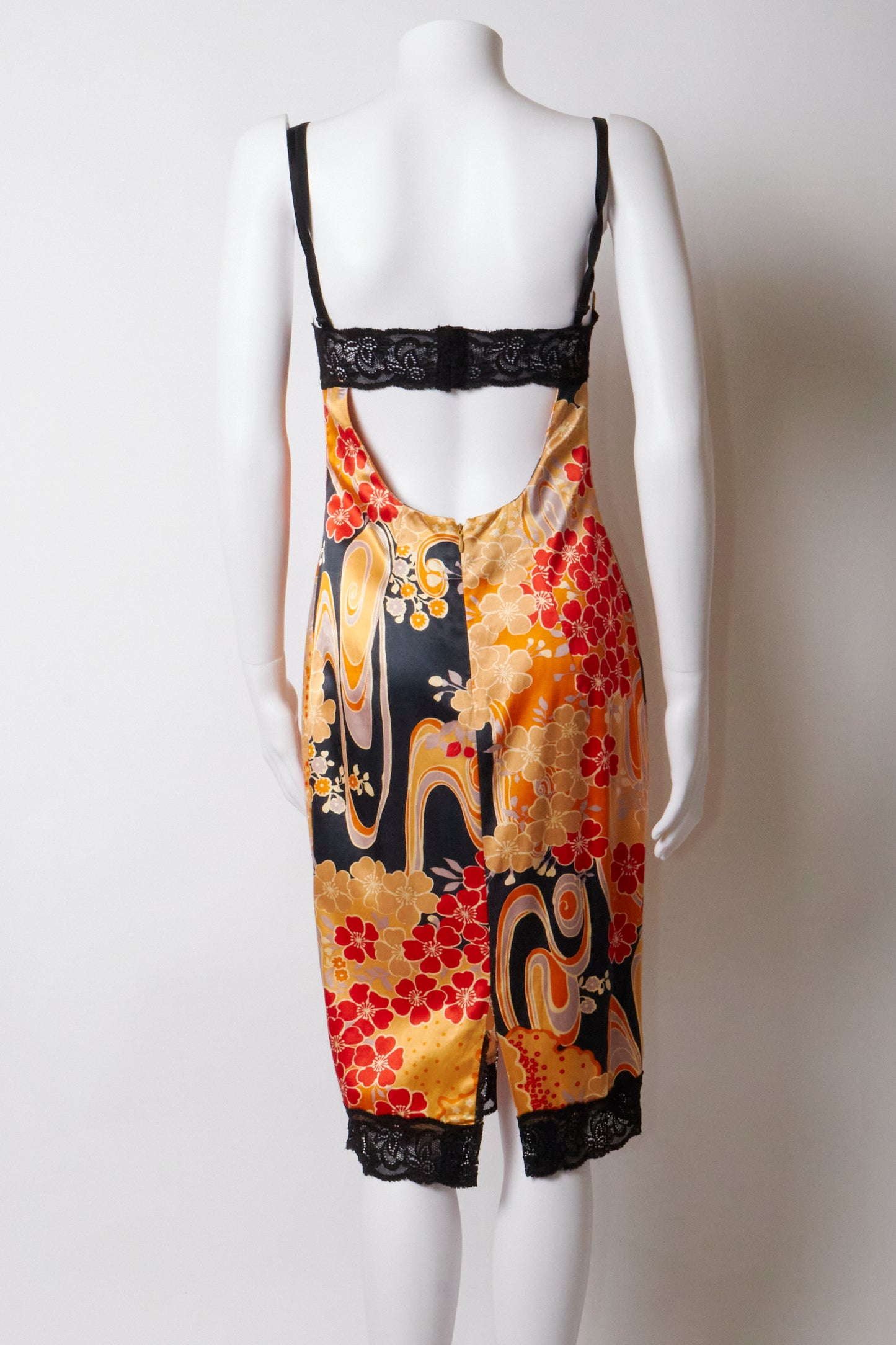 Dolce & Gabbana D&G 2000s Floral Satin Backless Midi Dress