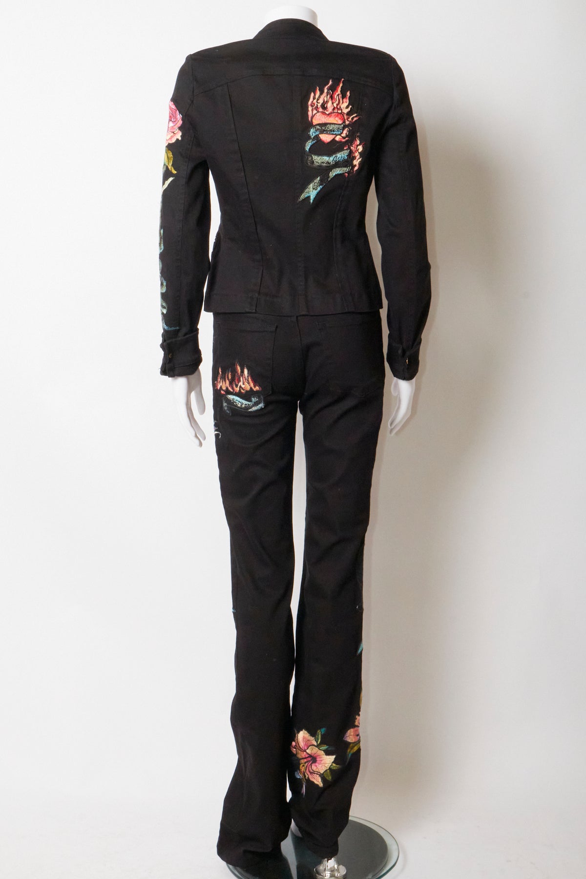 Roberto Cavalli 2003 Embroidered Jacket & Trousers Set
